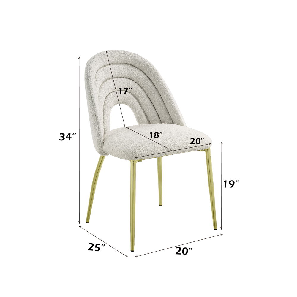 Fadri - Side Chair (Set of 2) - Teddy Sherpa & Mirrored Gold, white, view 8