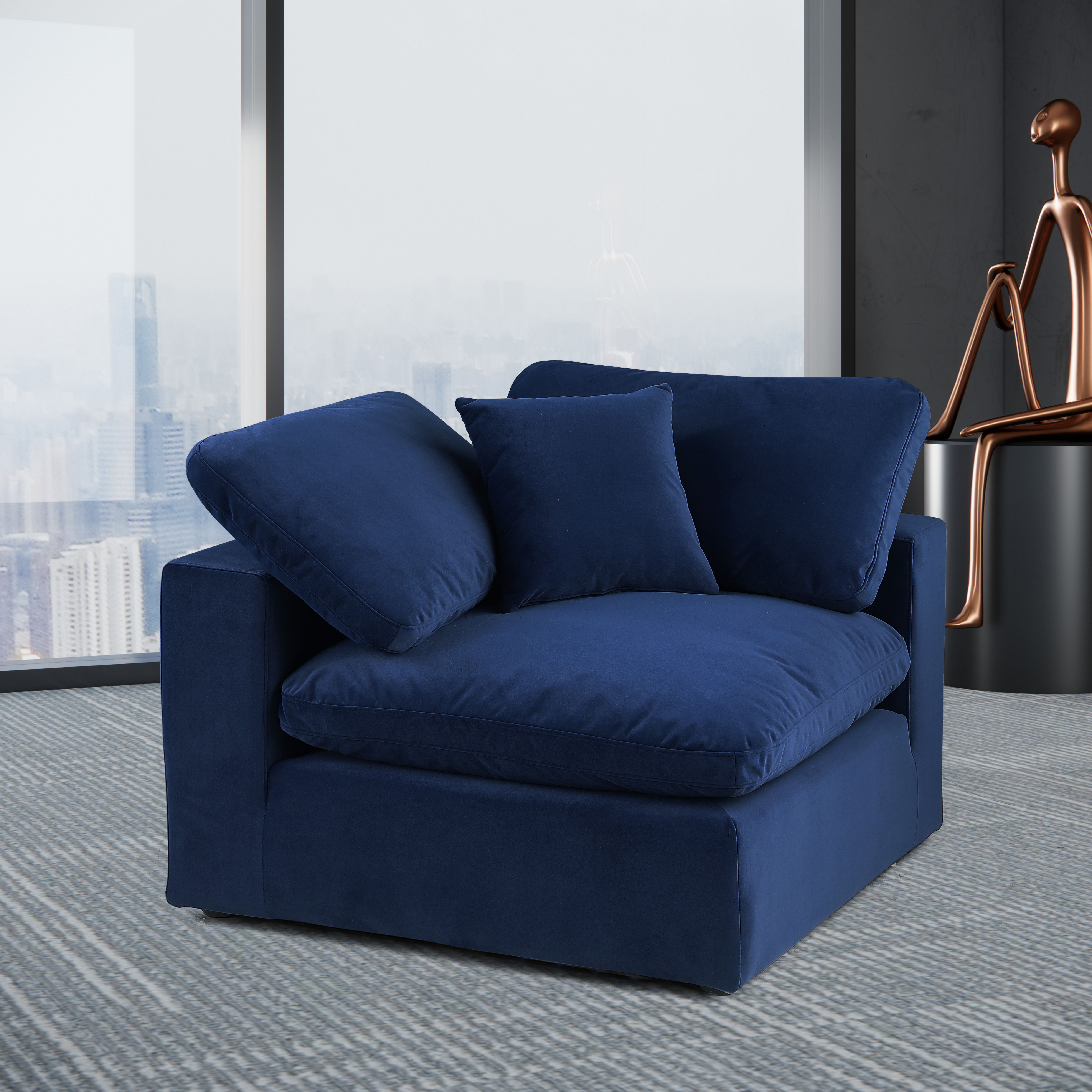 Comfy - Velvet Corner Chair - Navy
