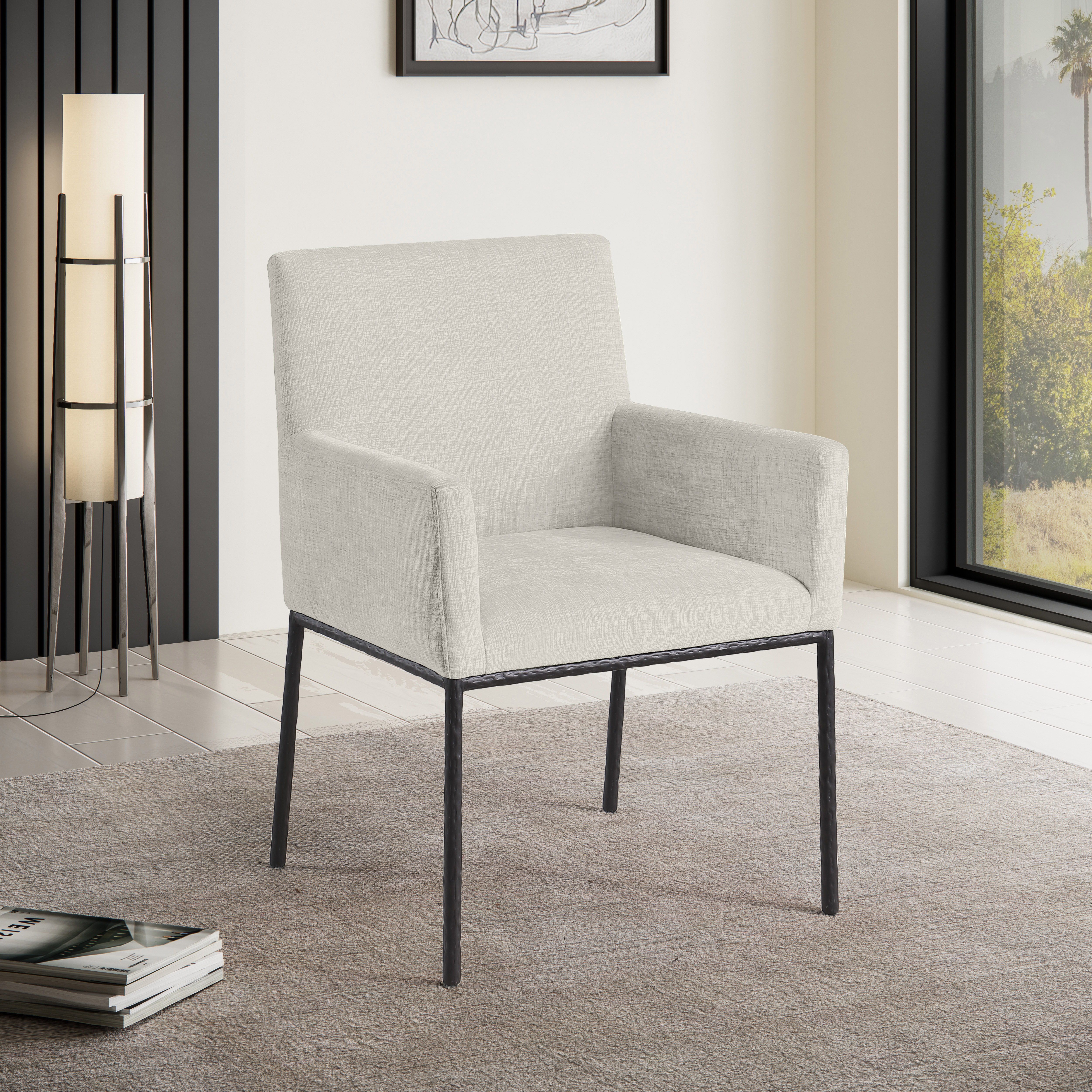 Reeves - Dining Chair With Black Legs (Set of 2) - Cream