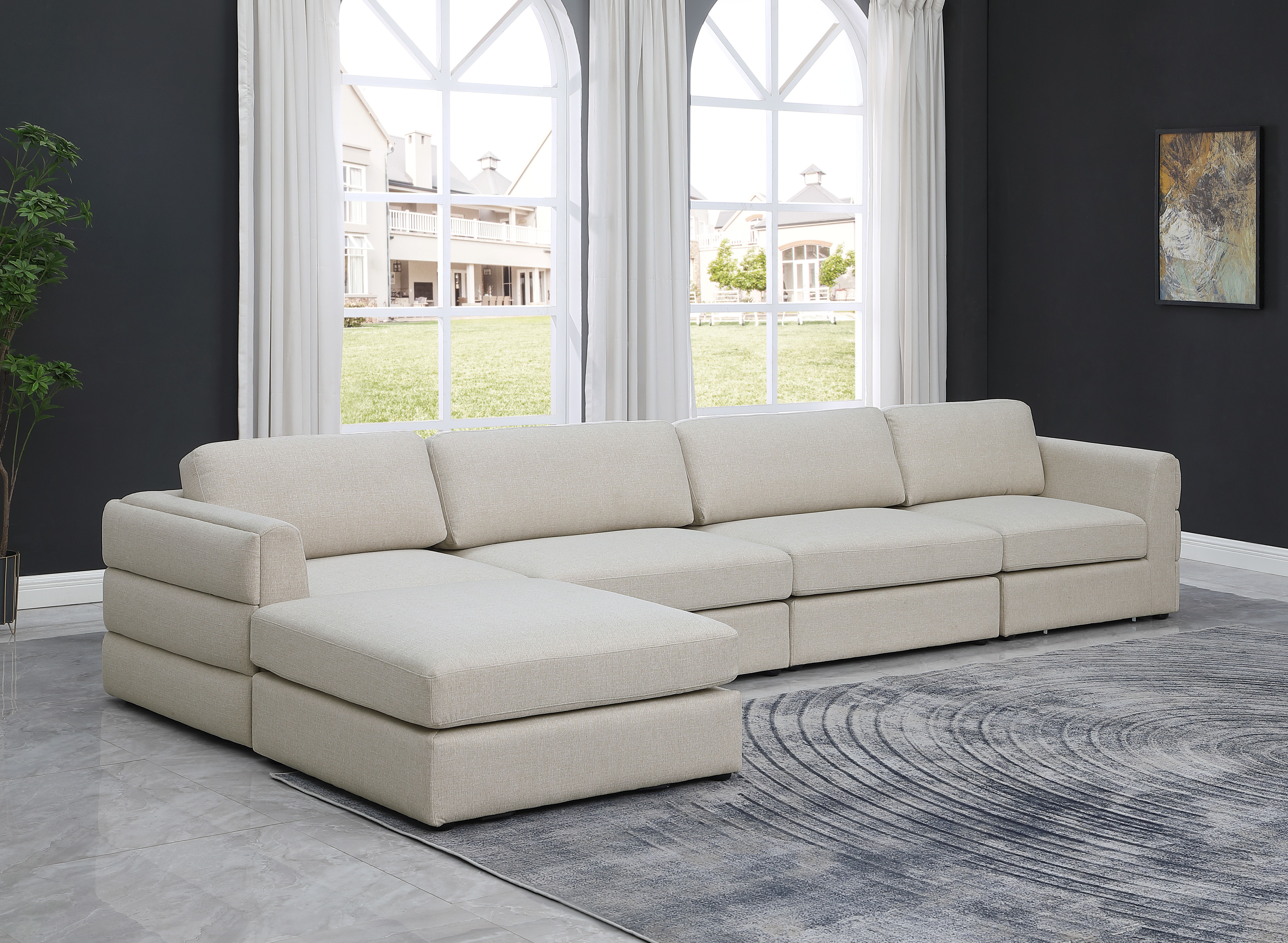 Beckham - 5 Piece Modular L-Shaped Sectional - Beige