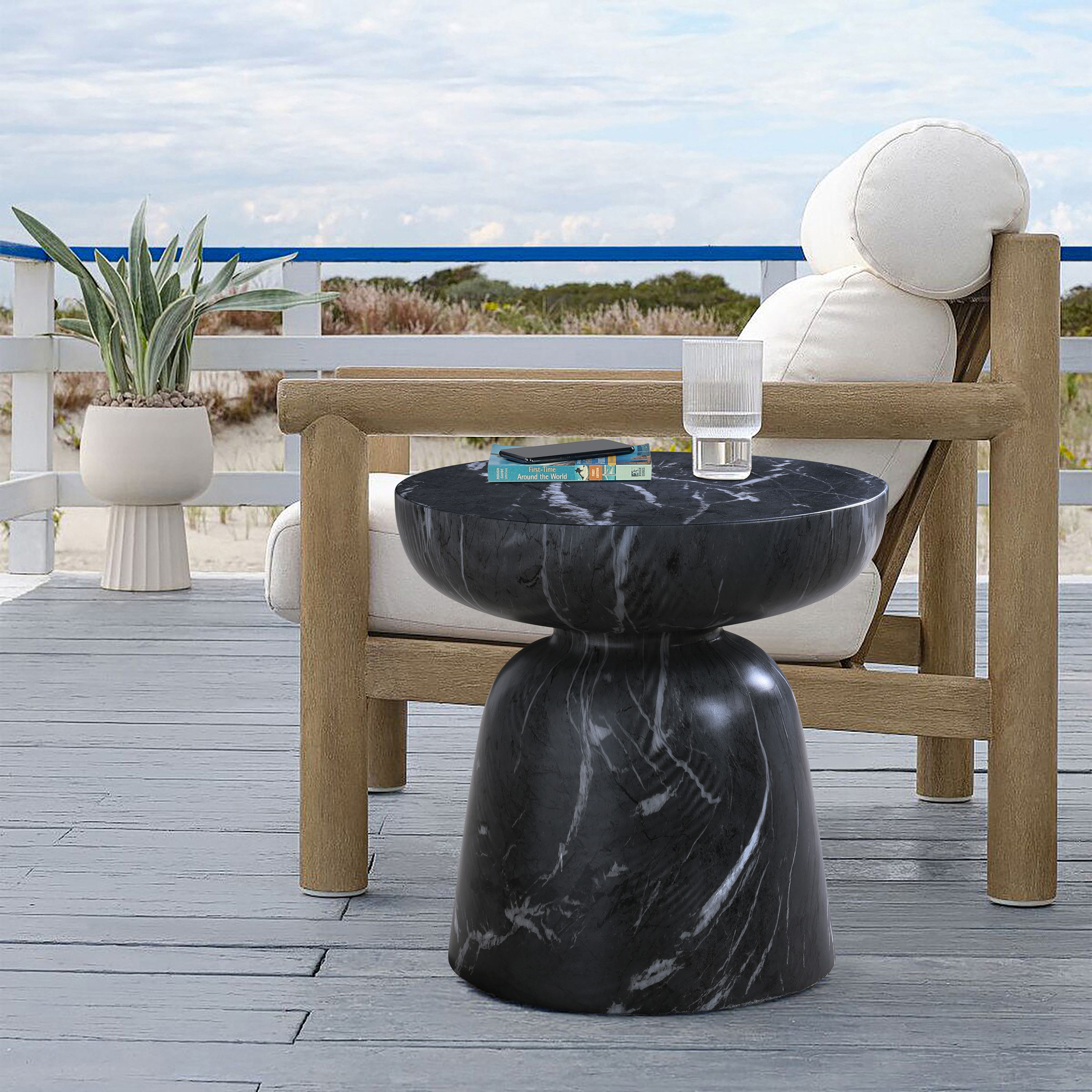Avellino - Marble Finish Concrete End Table - Black