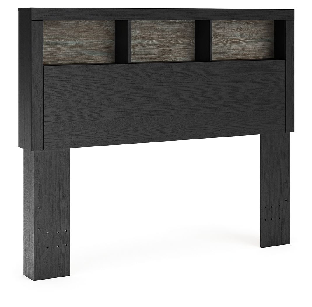 Broachmyn – Full Bookcase Headboard – Black / Gray