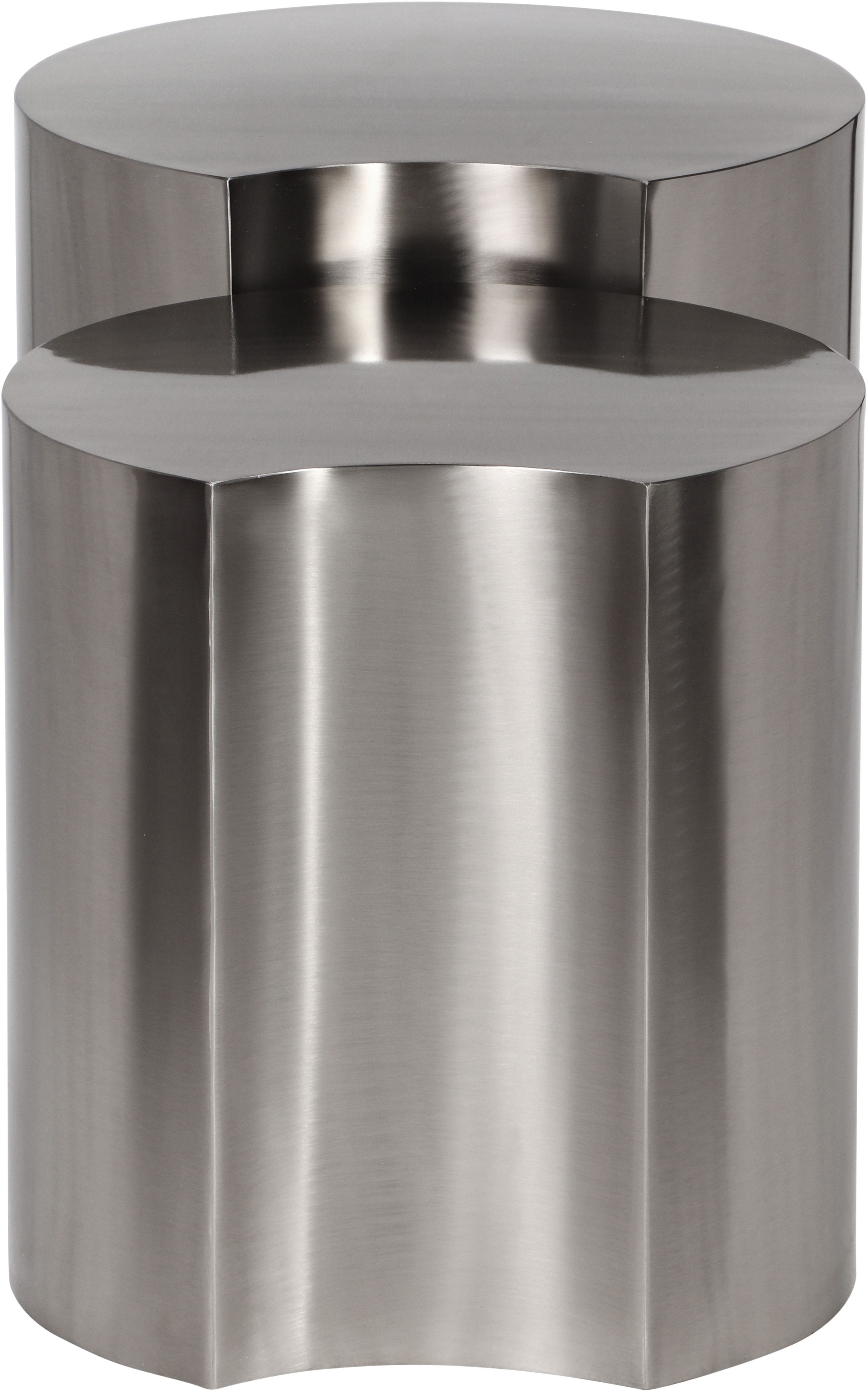 Dimple - 2 Piece Modular End Table - Brushed Silver