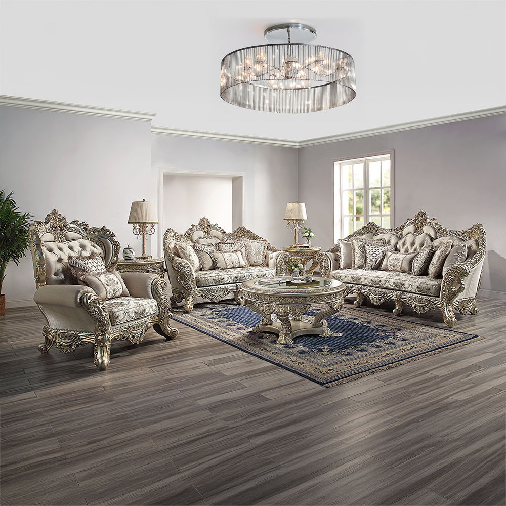 Danae - Chair With 2 Pillows - Fabric, Champagne & Gold, beige, view 6
