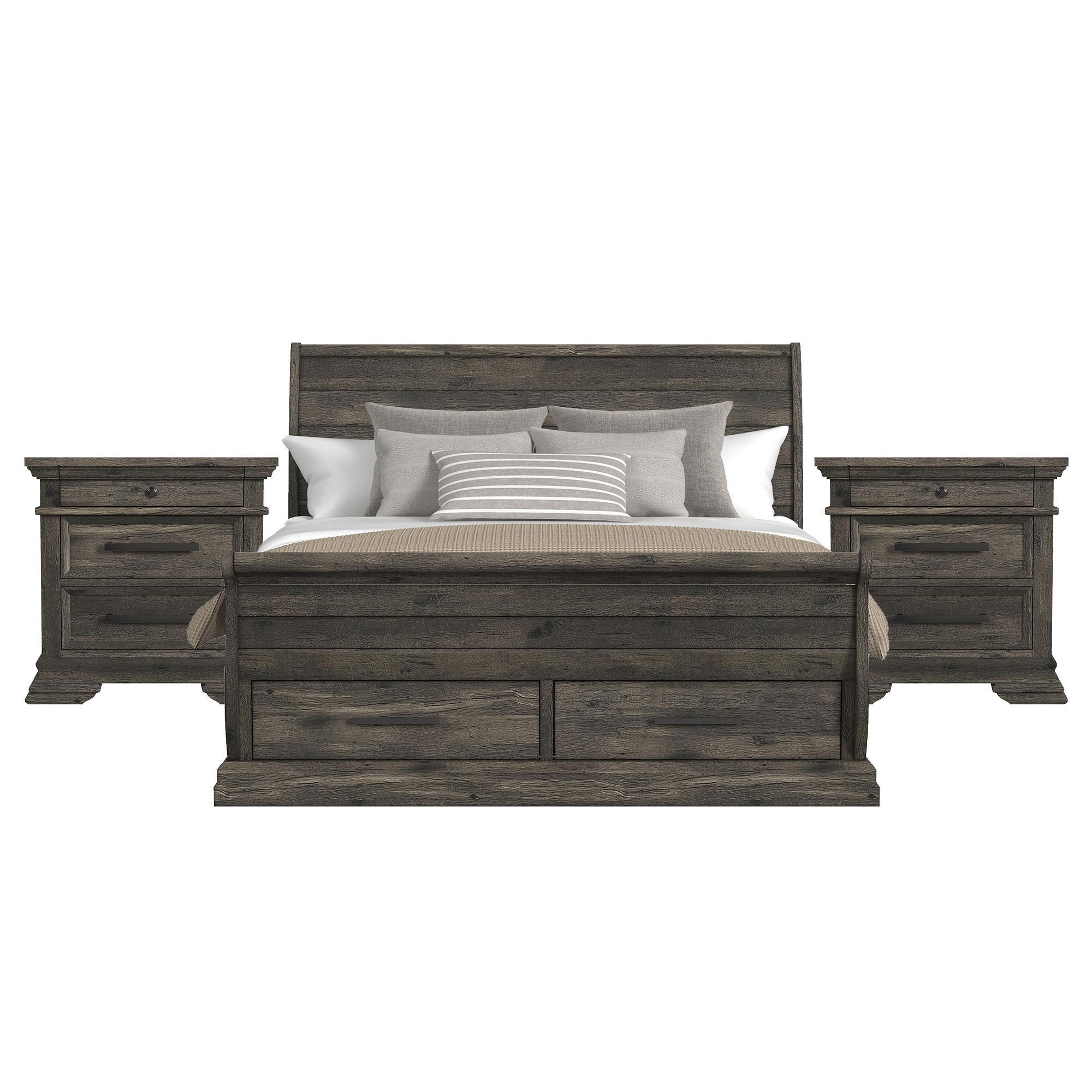 King · 3 Pc · Bedroom Set With 2 Nightstands