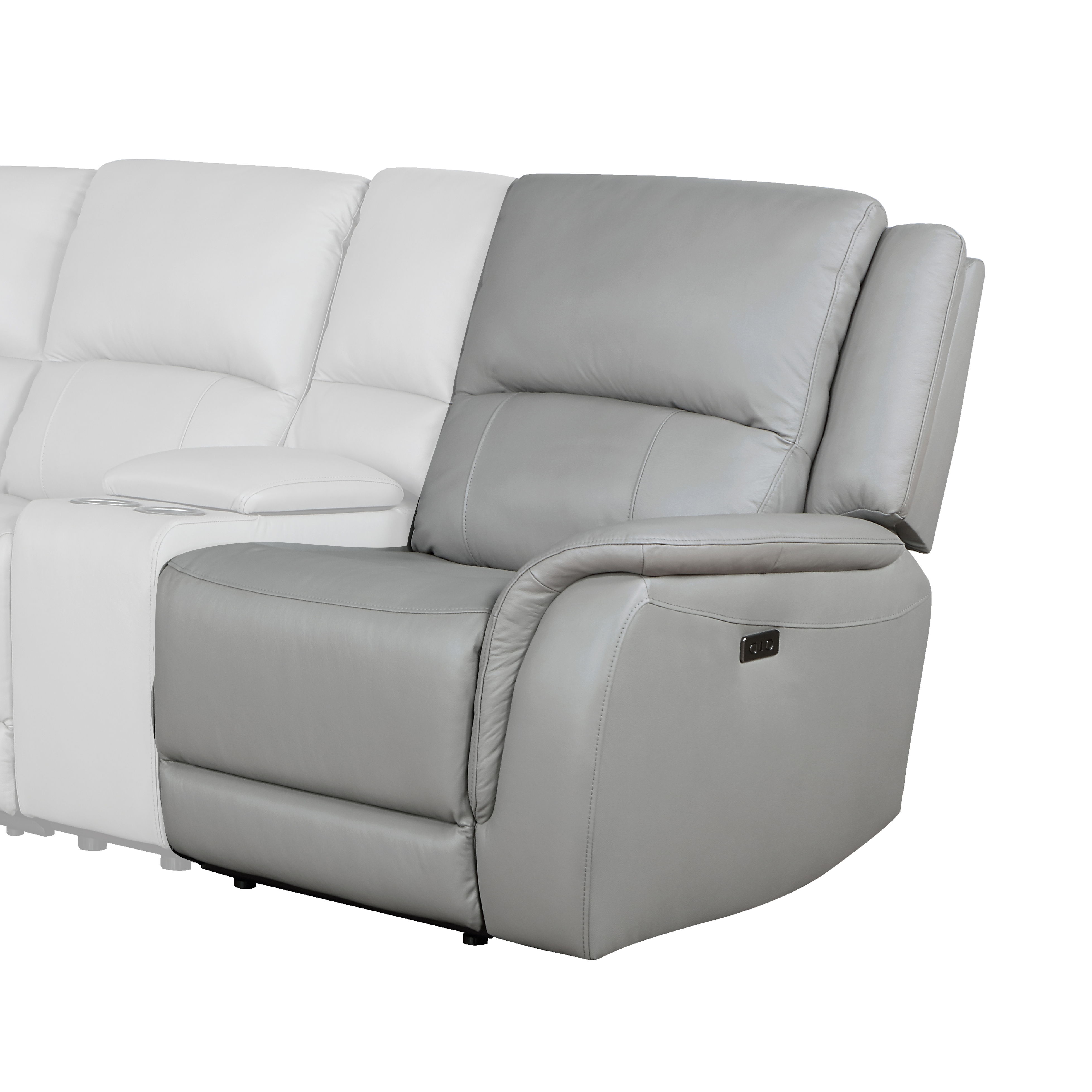 Alexandria - Leather Power Right-Arm-Facing Recliner With USB Port - Stone