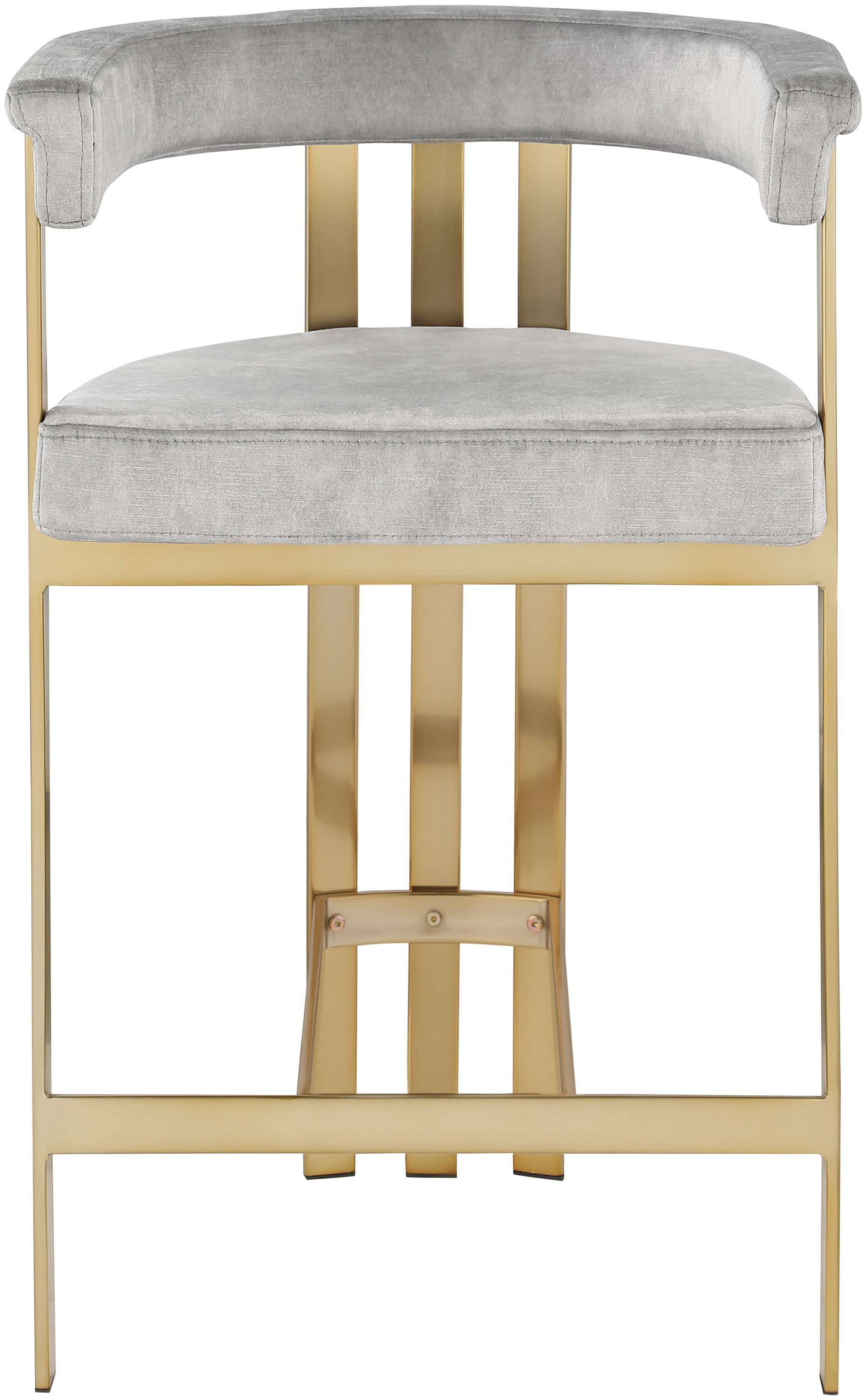 Marcello - Counter Stool With Brushed Gold Iron Frame (Set of 2) - Gray