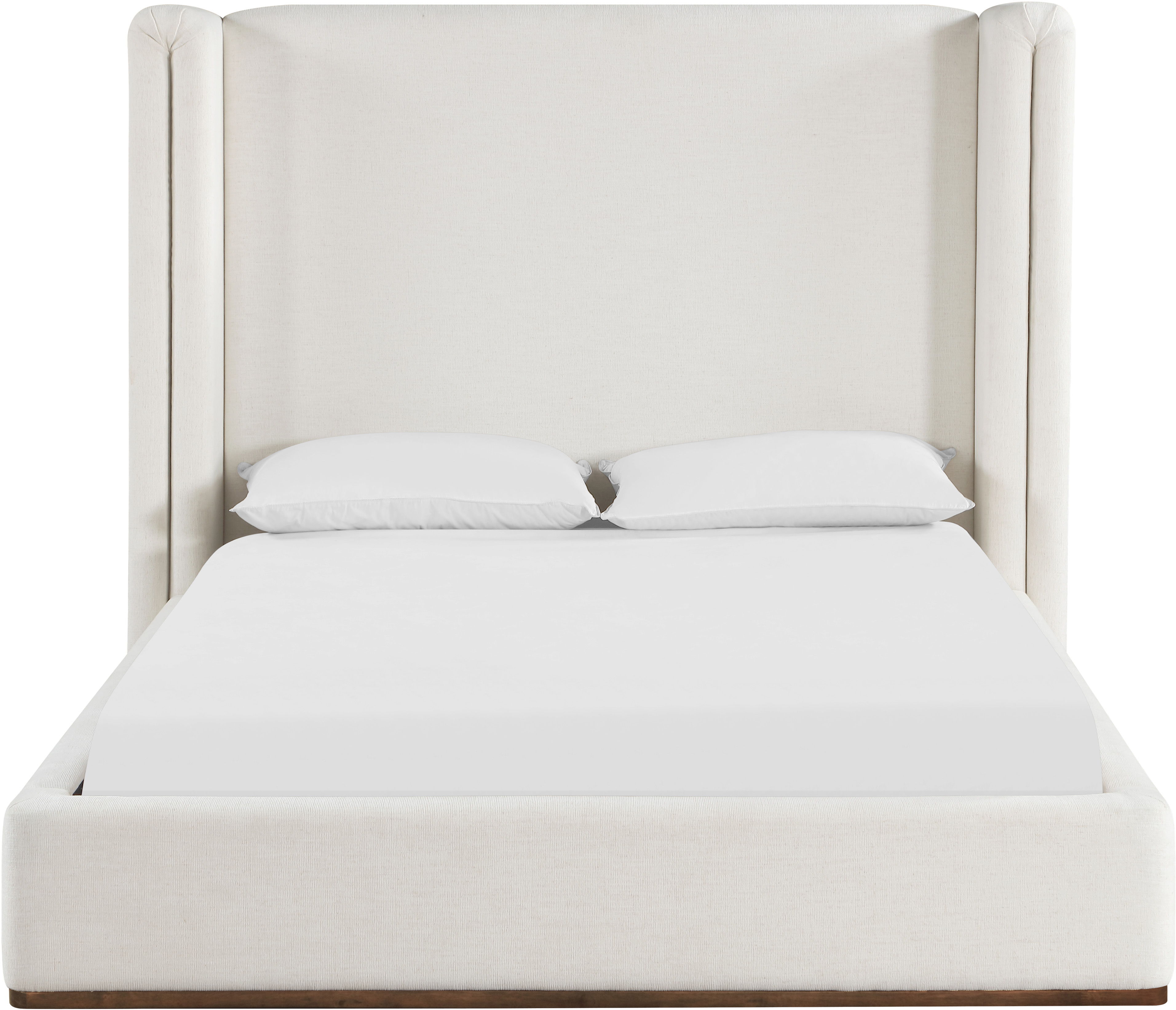 Solange - Linen Textured Fabric Upholstered Full Bed - Cream