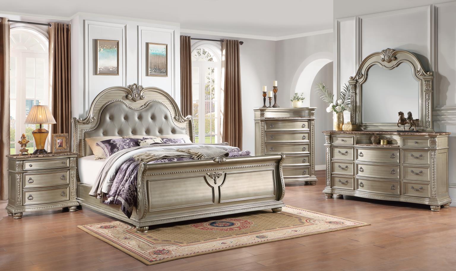 B055 - 3 Piece Bedroom Set (Queen Bed, Dresser, Mirror)