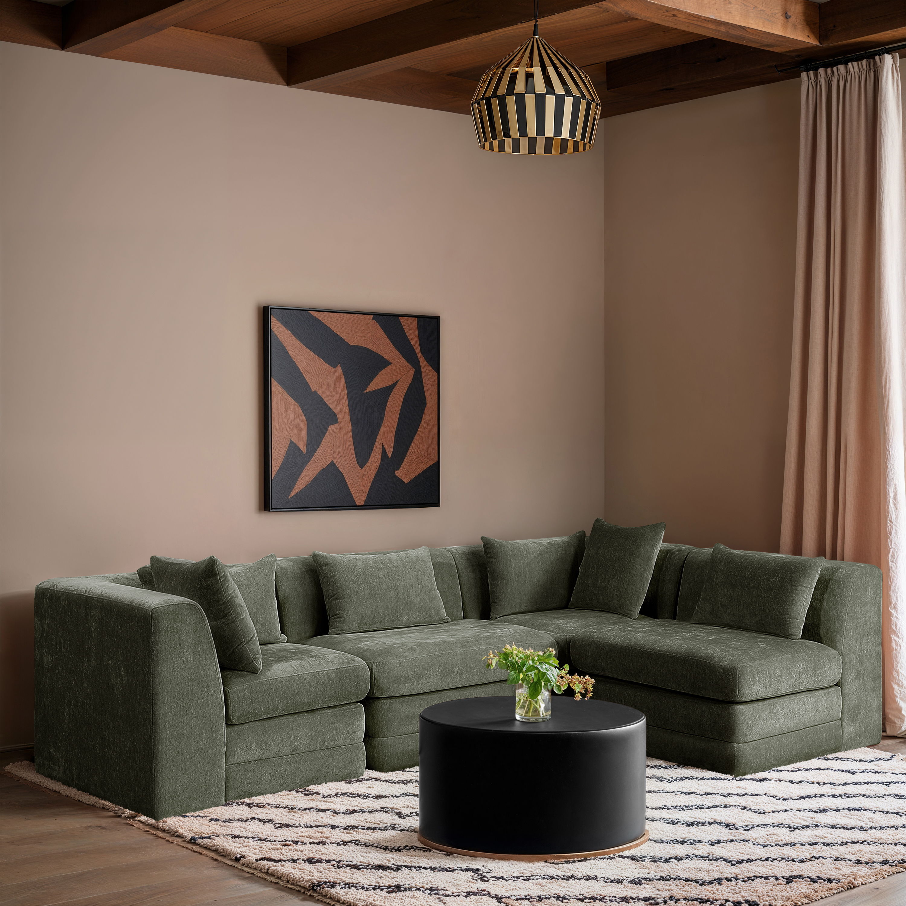 Stellar - 4 Piece 114" Upholstered Modular Sectional - Green