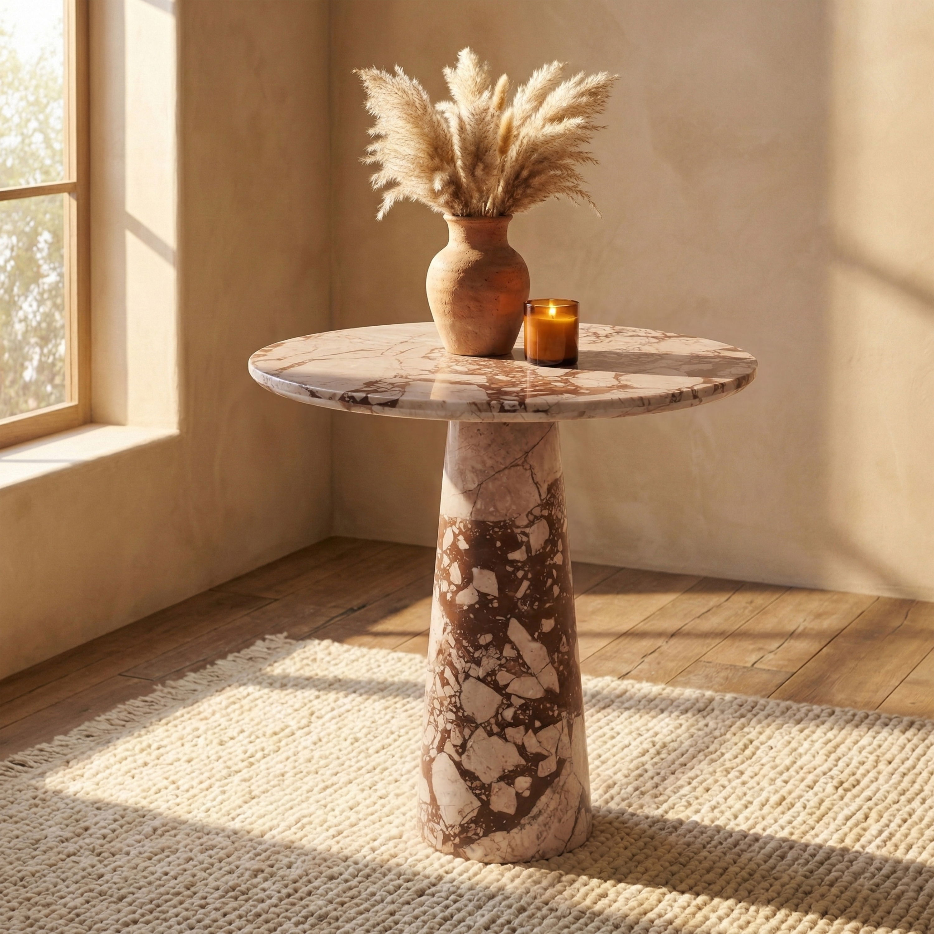 Fontelina - Genuine Marble Bistro Dining Table - Breccia
