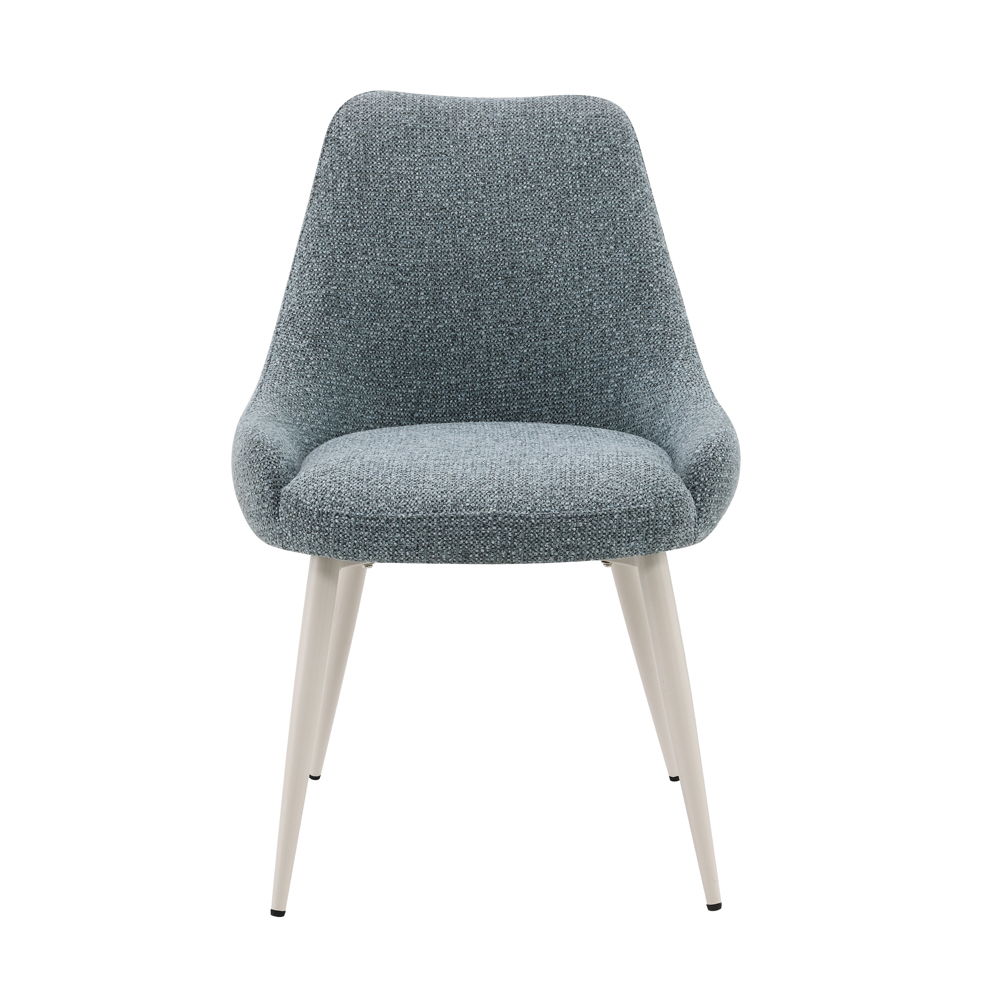 Laela - Side Chair (Set of 2) - Light Blue Boucle & White, light blue
