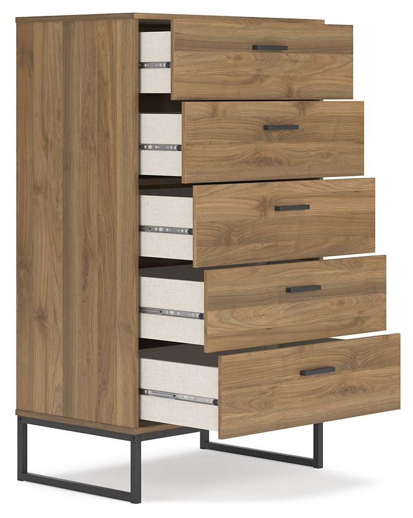Deanlow - Five Drawer Chest - Honey, light brown, view 5