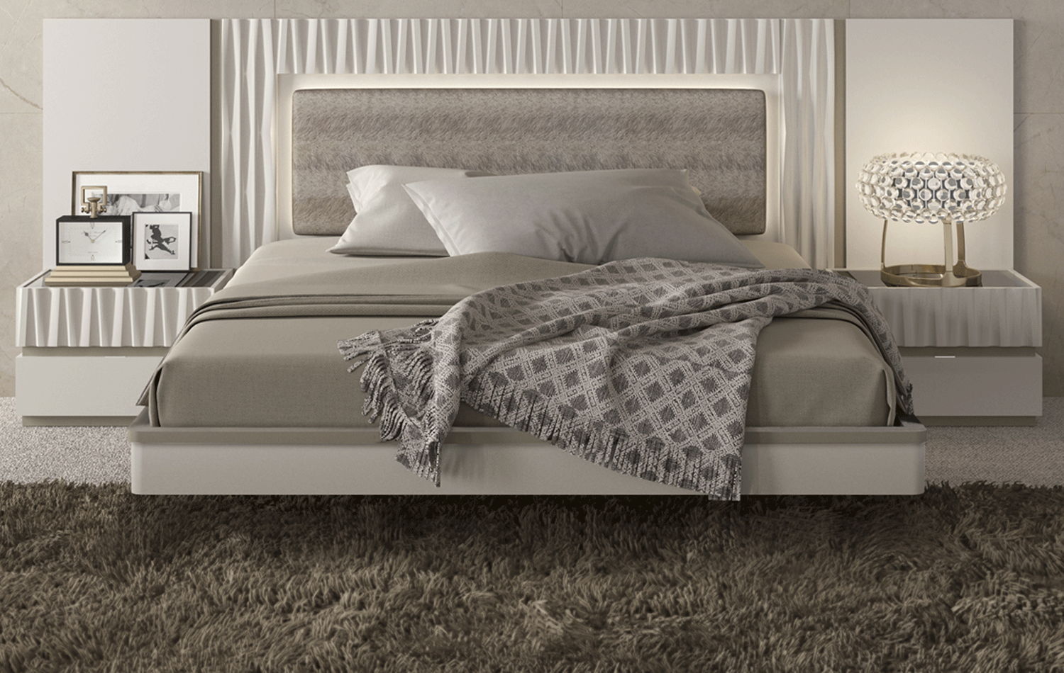 Marina - Queen Size Bed - Taupe