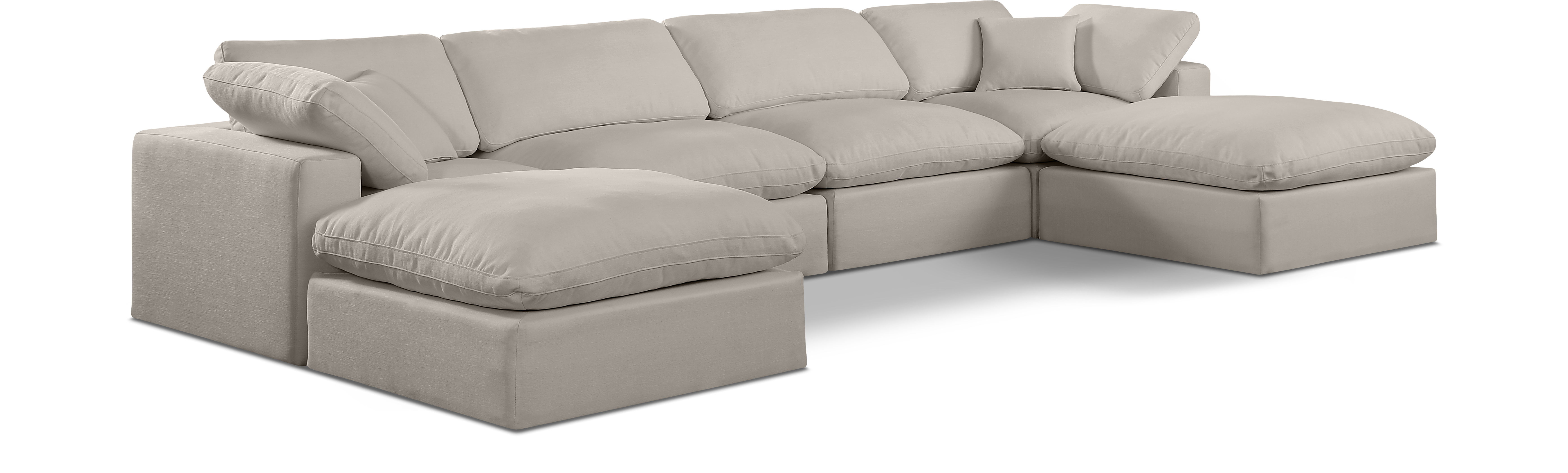 Comfy - 6 Piece Linen Modular Double Chaise Sectional - Beige