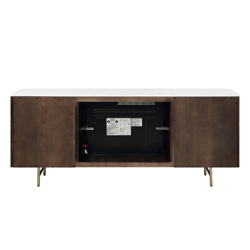 Clayten - Server With Marble Top & Fireplace - White & Espresso, dark brown, view 5