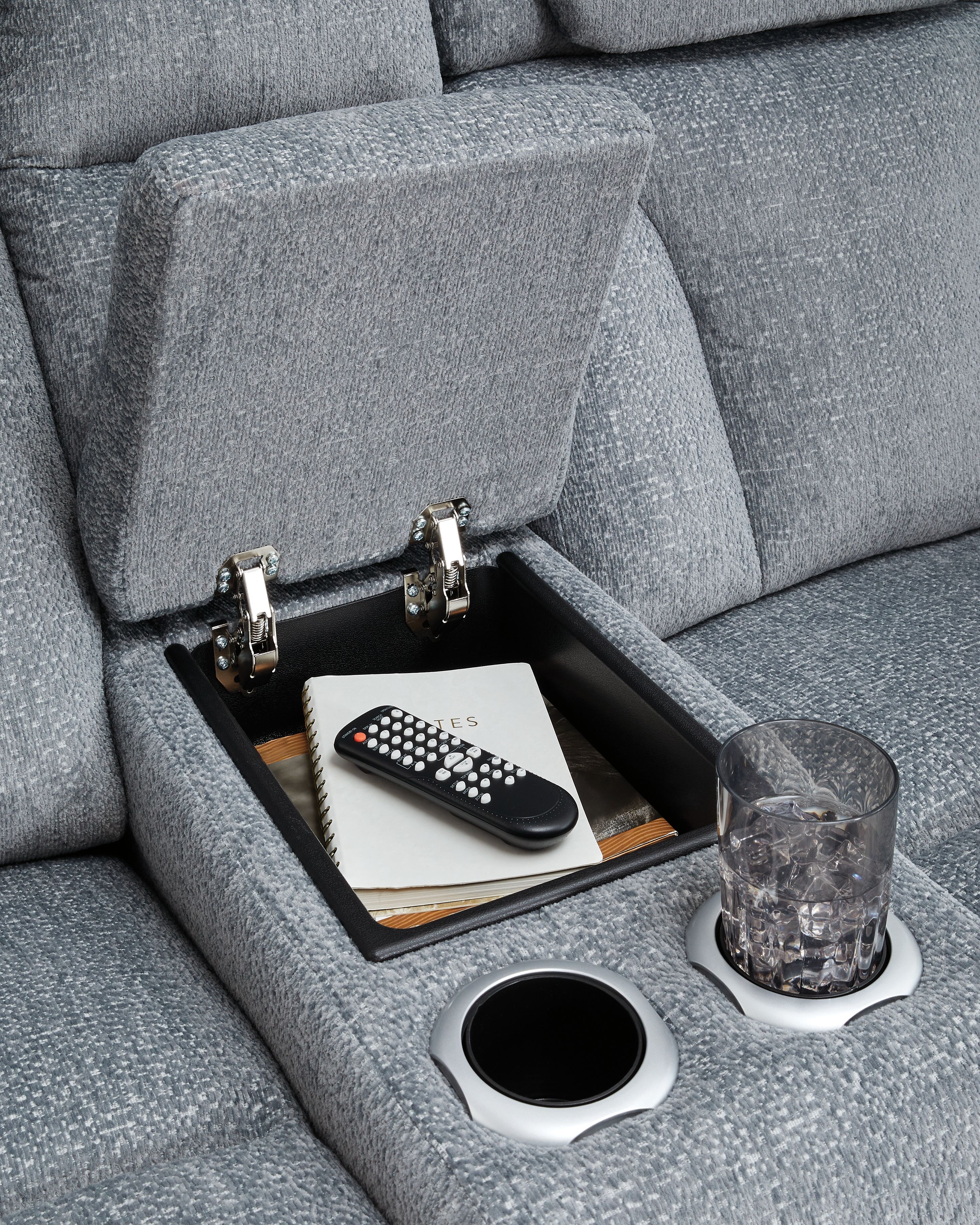 Ashley Furniture Studio Cave - Power Reclining Loveseat with Console - Steel - Image 8