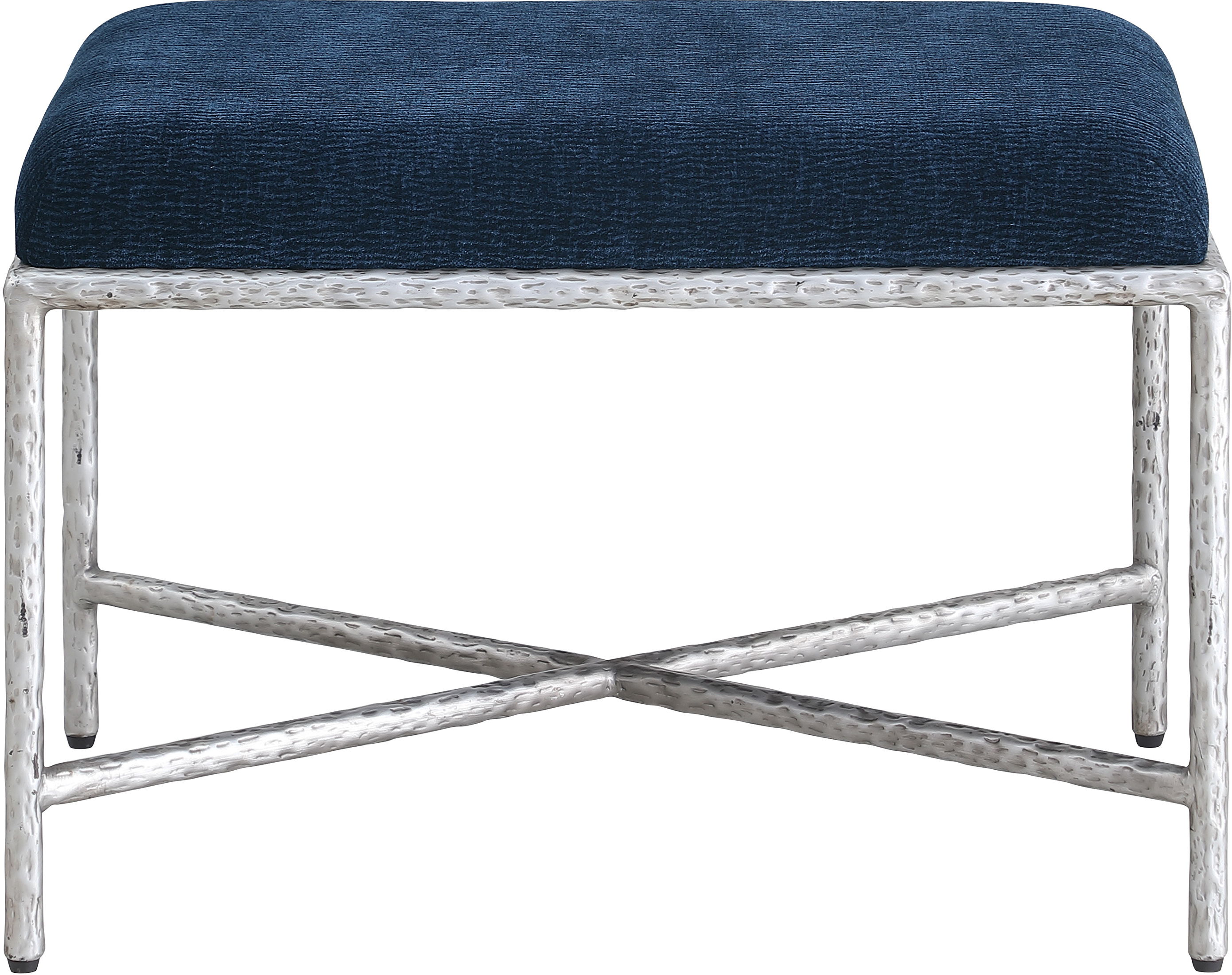 Valley - 25" Bench With Silver Frame - Navy