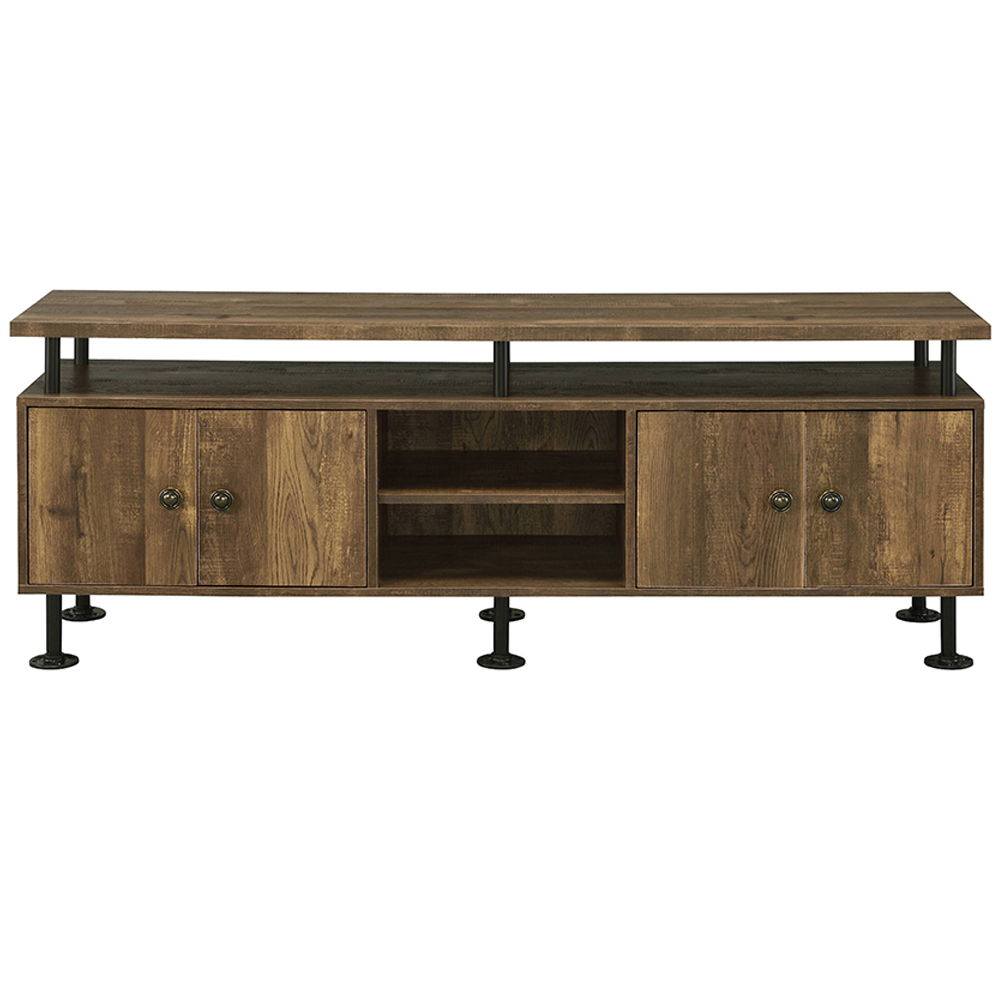 Ensata II - TV Stand - Rustic Oak & Black, light brown, view 7