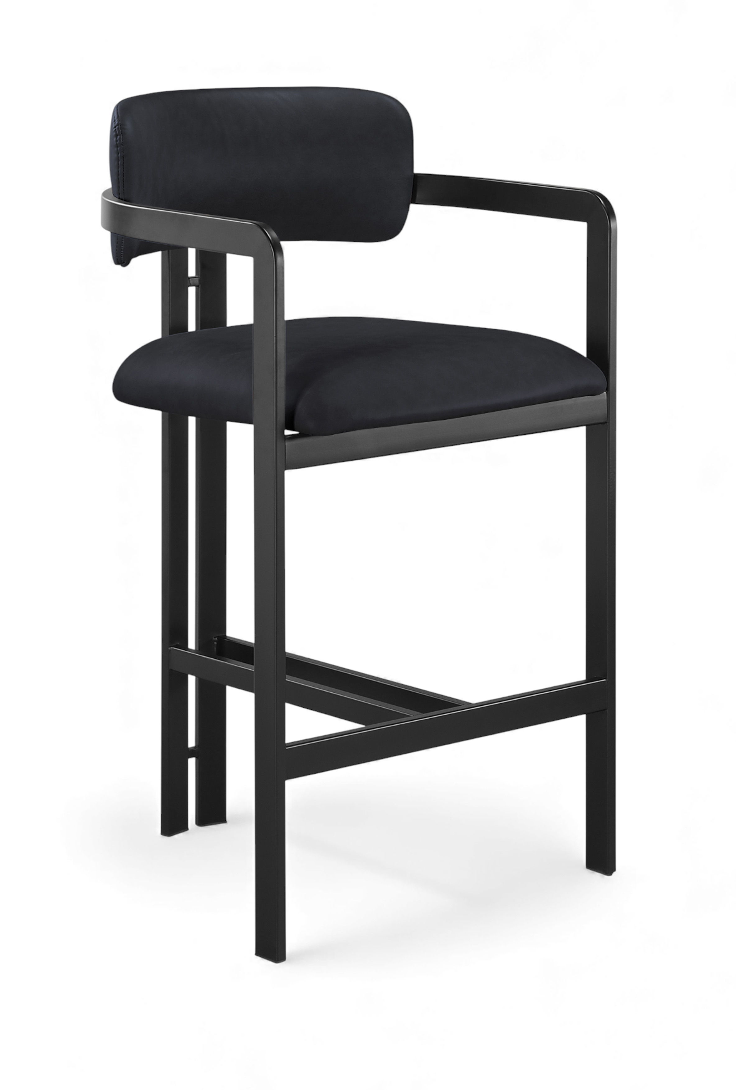 Aurum - Vegan Leather Upholstered Counter Stool - Black / Graphite Black