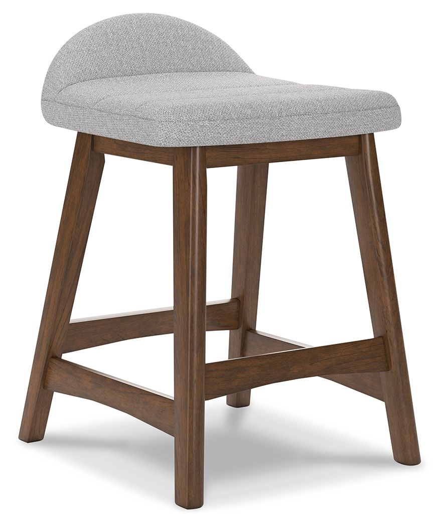 Ashley Lyncott Upholstered Barstool (2/CN) - Light Gray/Brown
