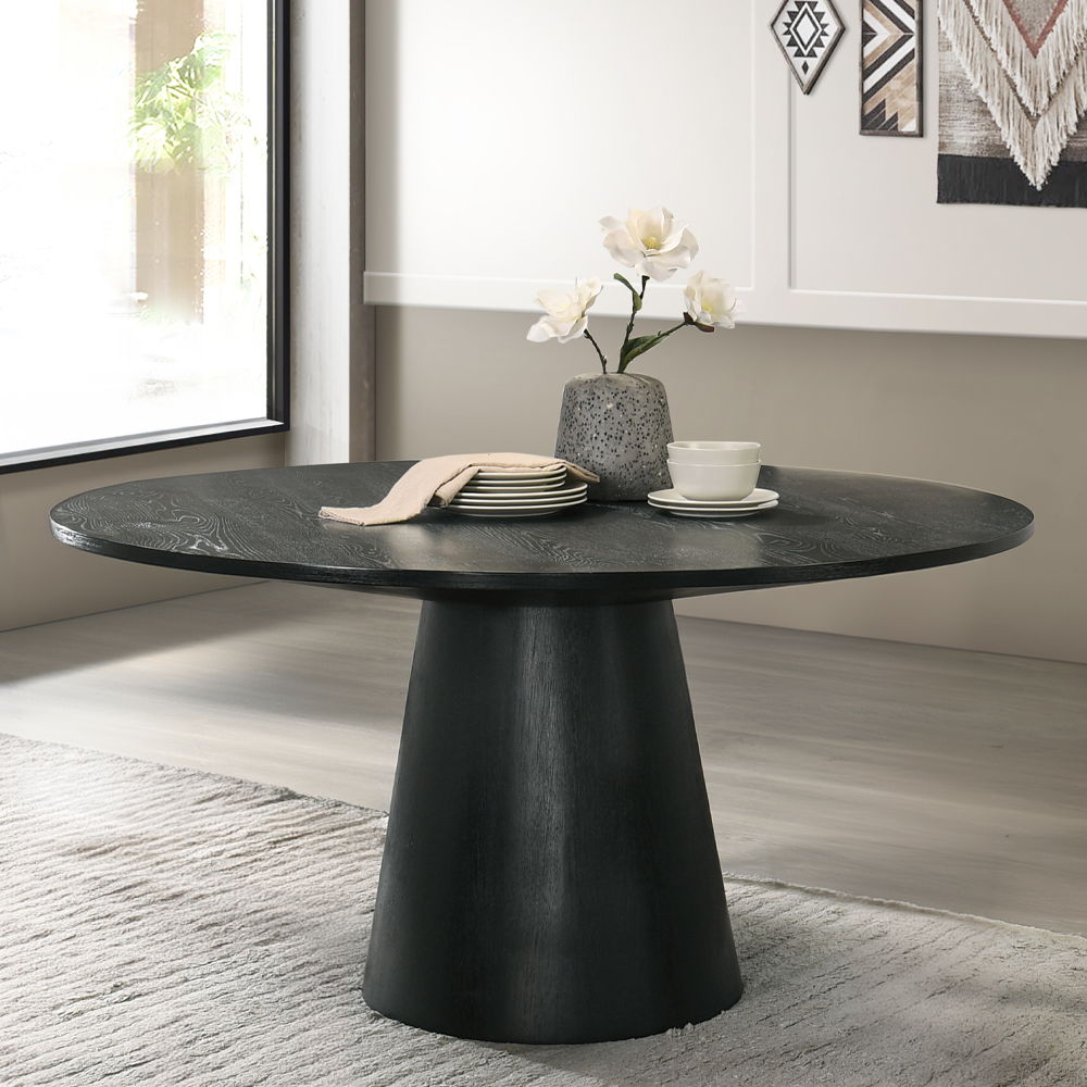 Froja - Round Dining Table - Black, black, view 5