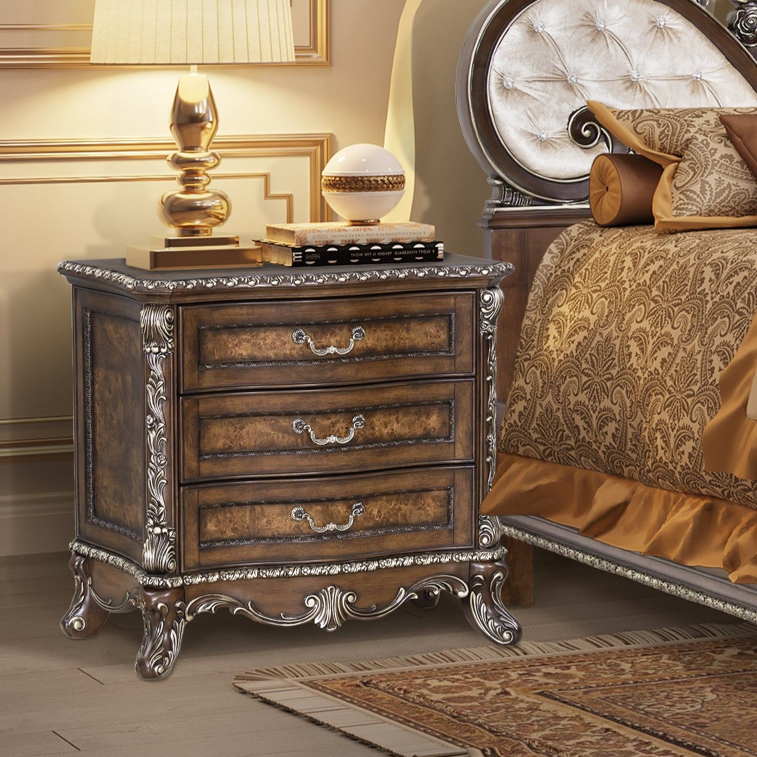 Devany - Nightstand - Cherry, dark brown