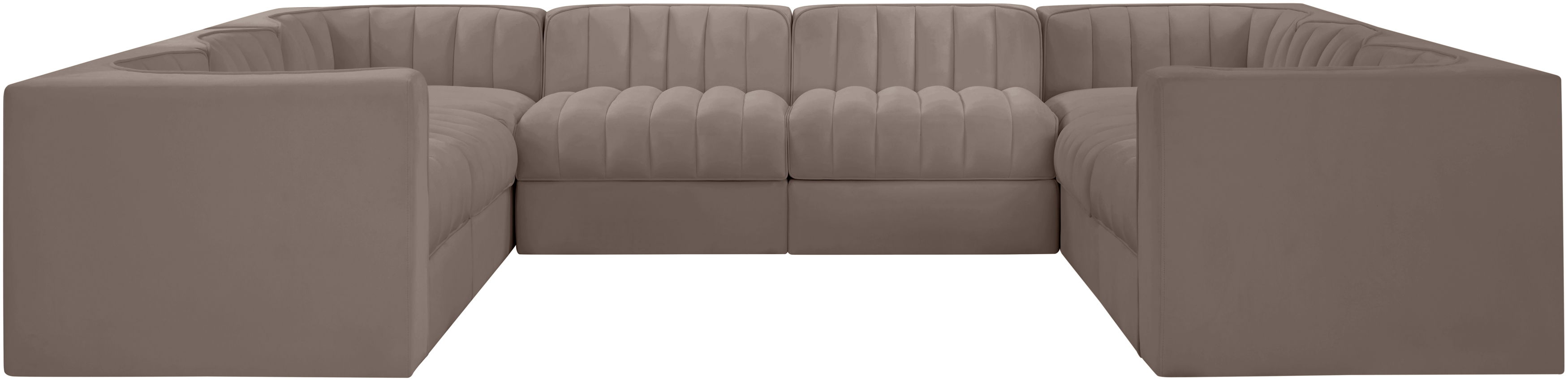 Rummi - Velvet Performance Fabric Upholstered Modular Sectional - Taupe