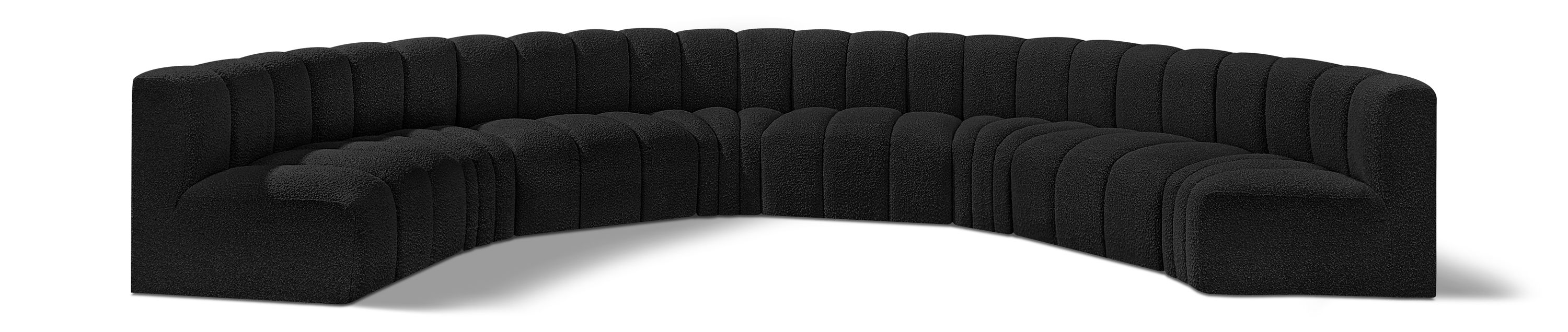 Arc - Boucle Fabric 8 Piece U-Shaped Modular Sofa - Black