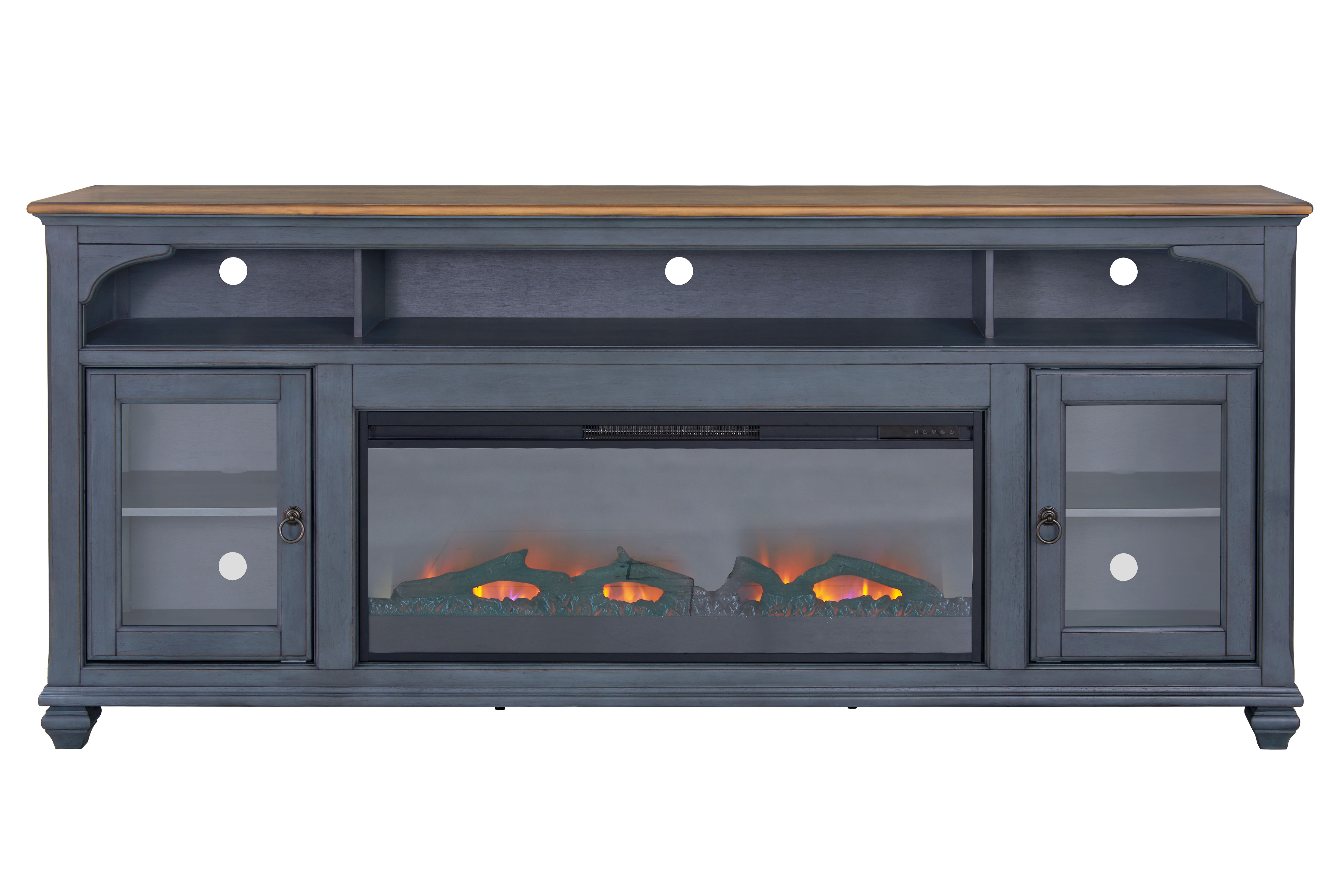 Americana - 86\" Fireplace TV Stand - Corduroy Blue Image