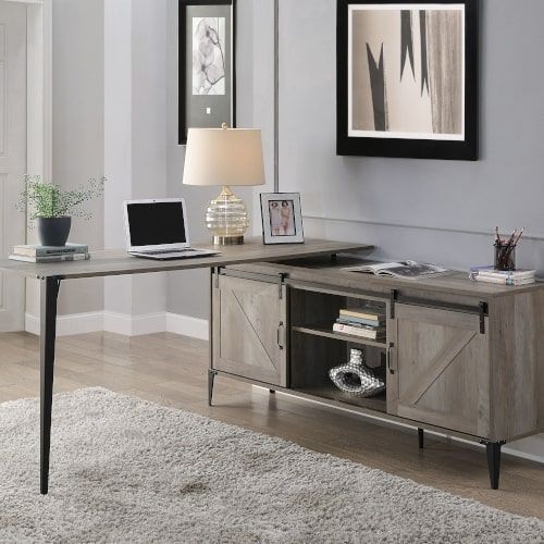 Zakwani - Writing Desk - Gray Oak & Black, gray