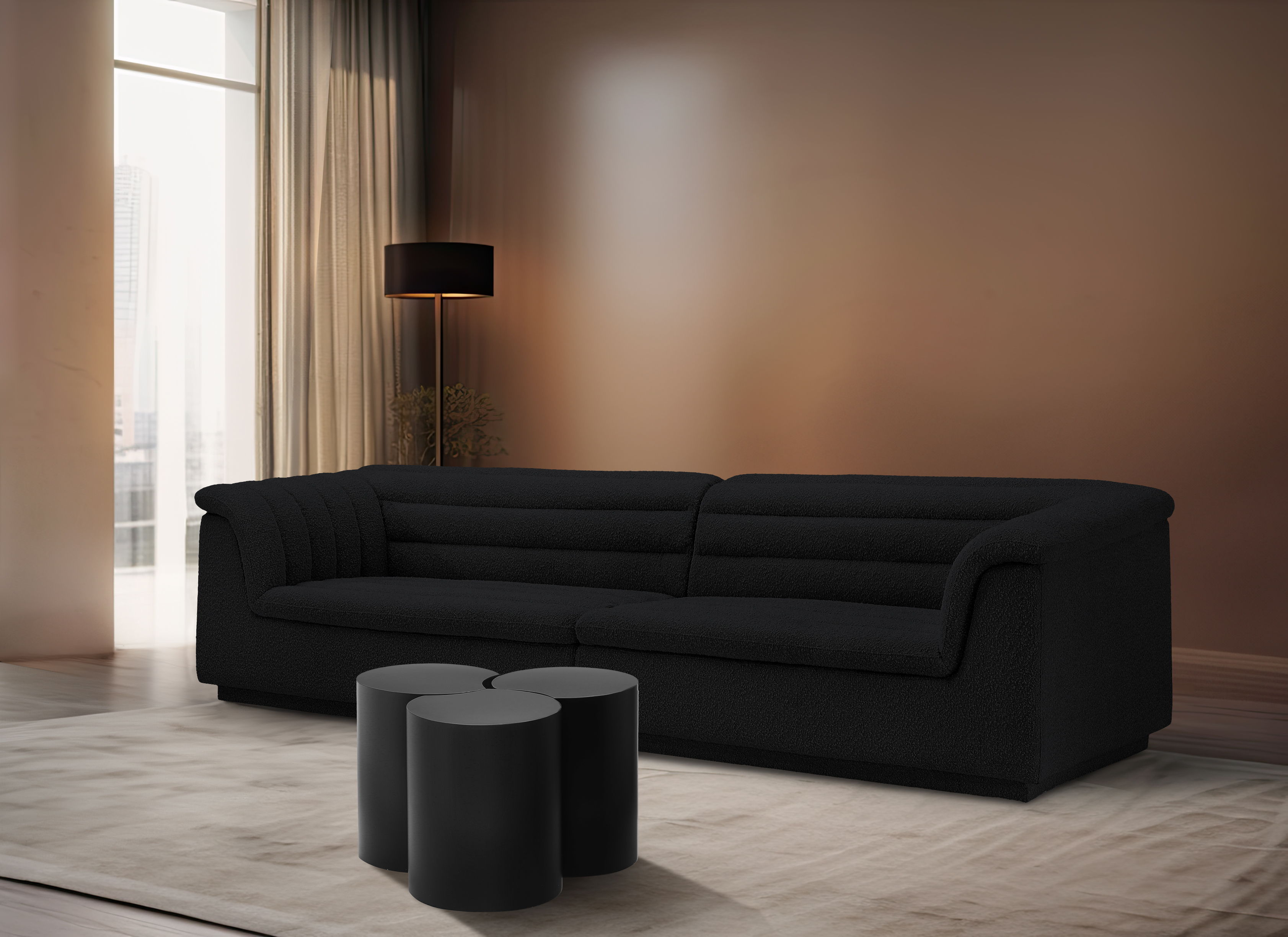 Dimple - 16" 3 Piece Modular Coffee Table - Black