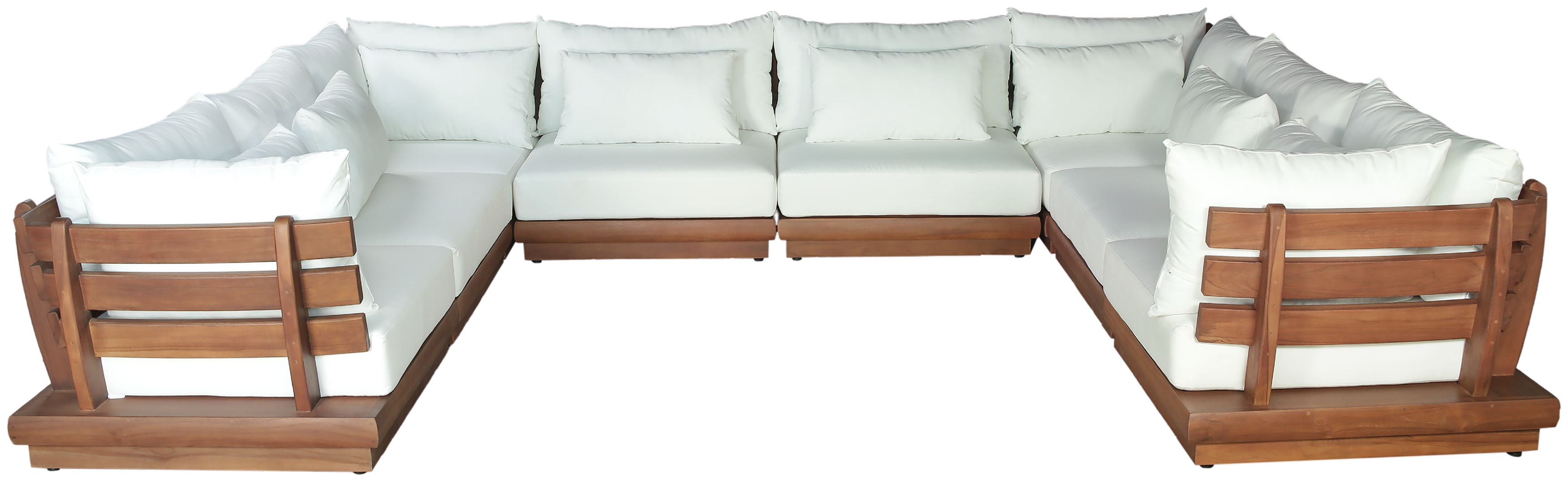 Mirella - 8 Piece Water Resistant Fabric 150" Upholstered Outdoor Patio Modular Sectional - Off-White