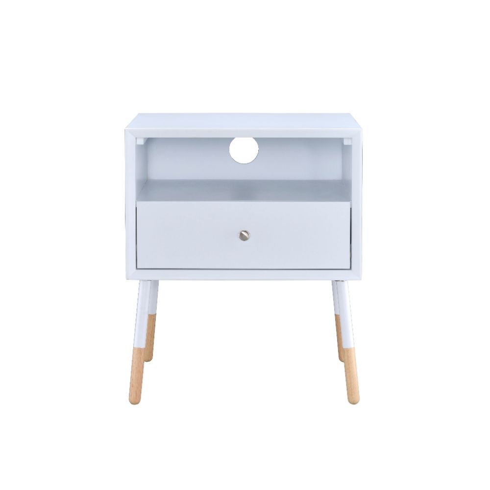 Sonria II - End Table - White & Natural, white, view 2