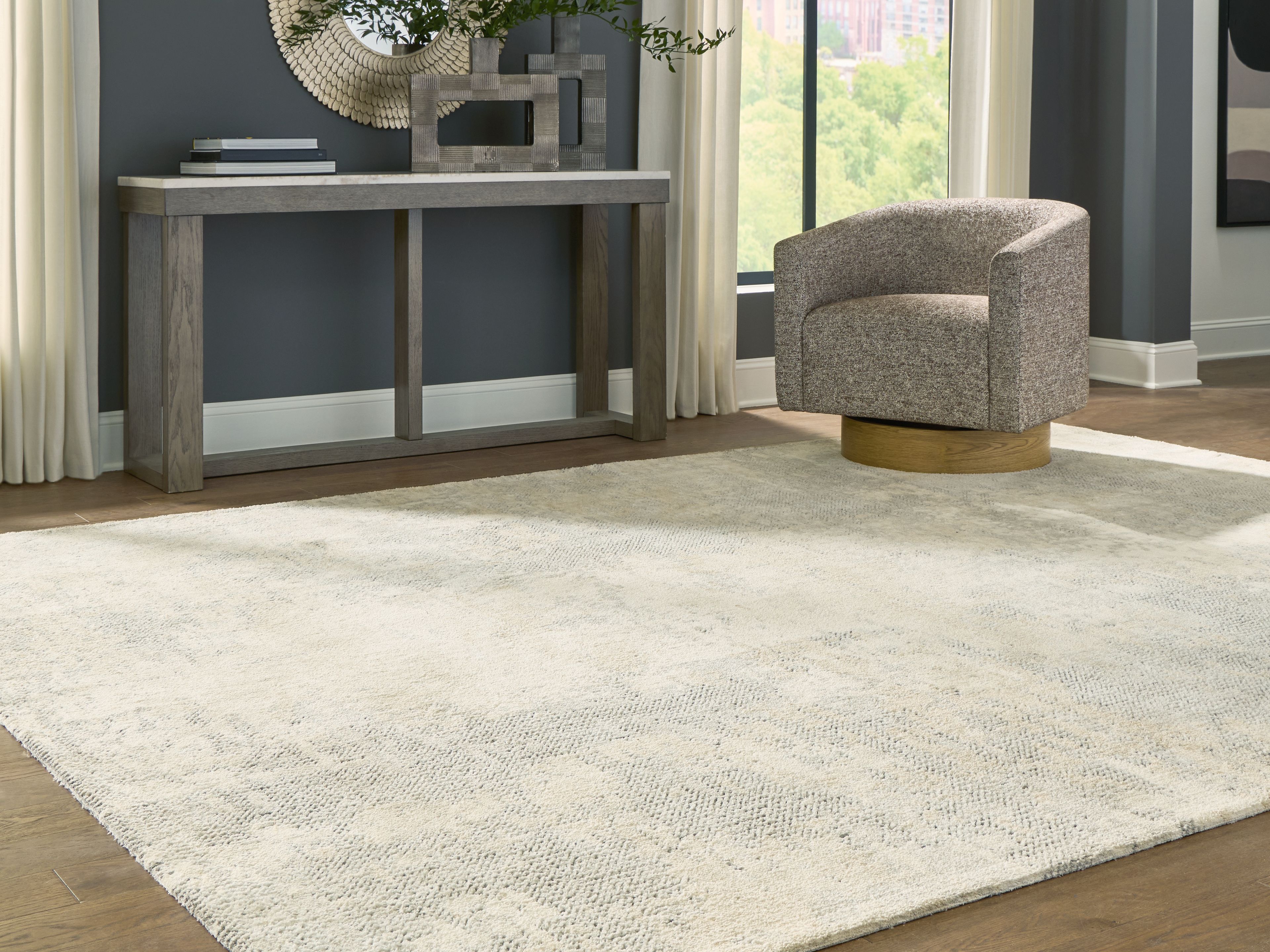 Ashley Furniture Raif - 9' x 12' Rug - Gray / White / Cream - Image 2