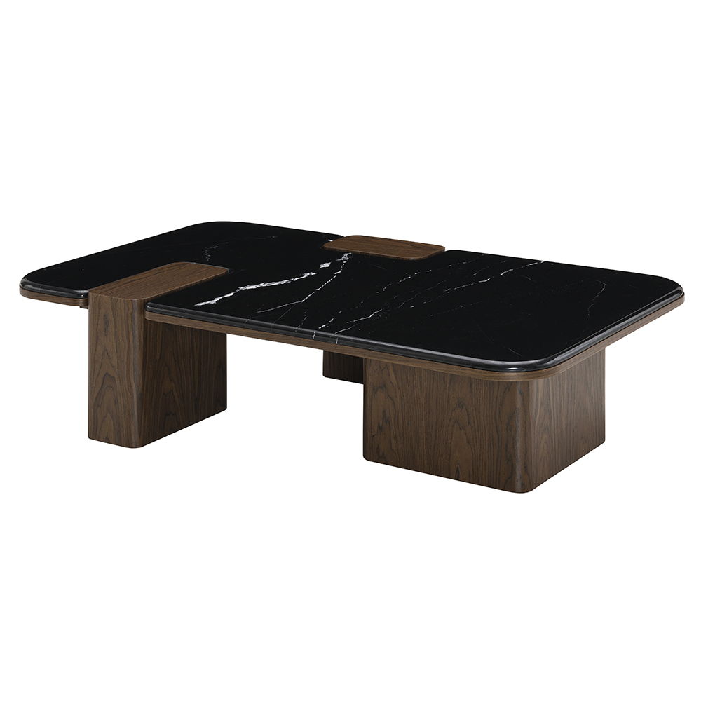 Dana - Coffee Table With Marble Top - Natural / Dark Walnut, dark brown, view 2