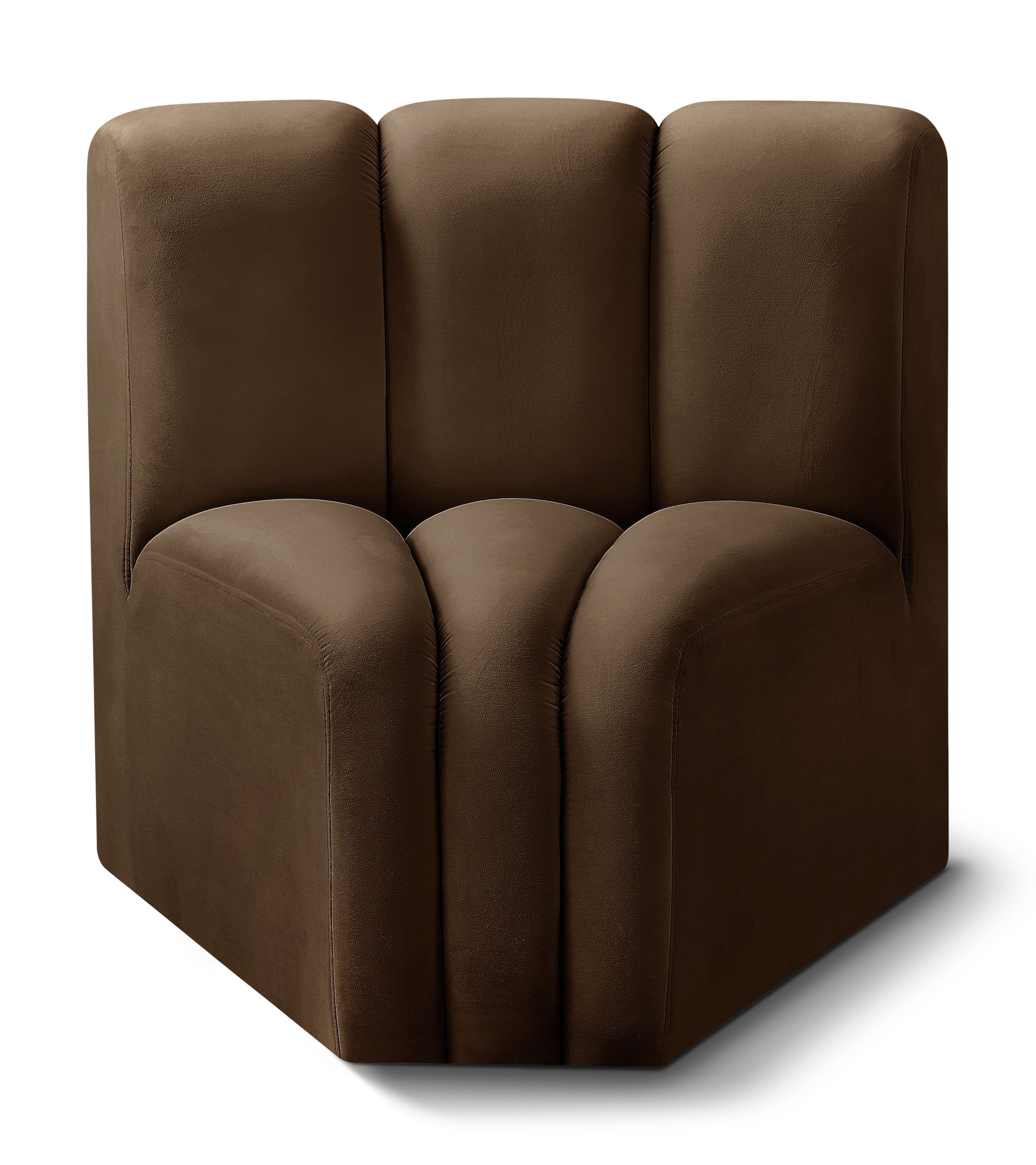 Arc - Velvet Curved Corner Chair - Brown