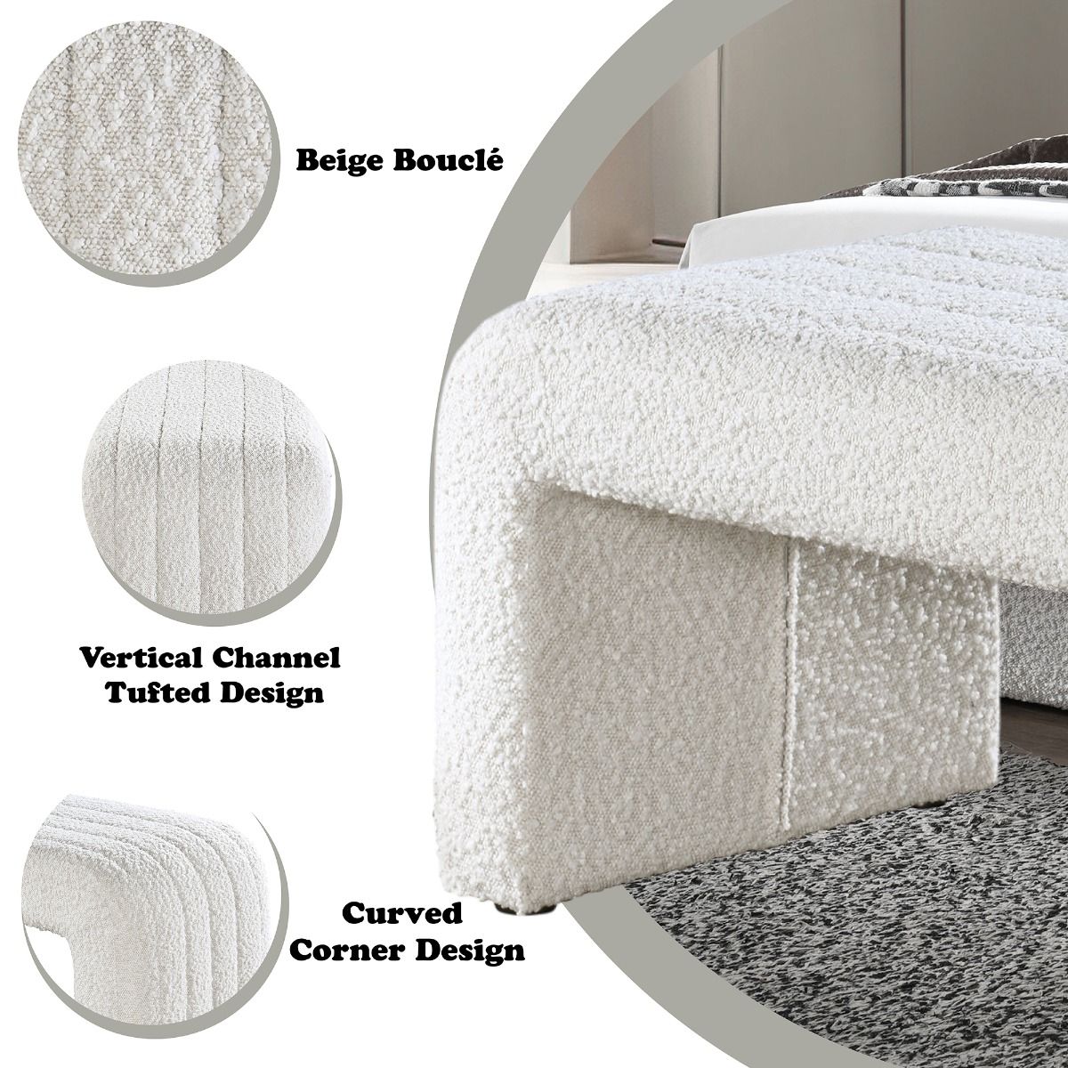 Sandro - Bench - Beige Boucle, white, view 6
