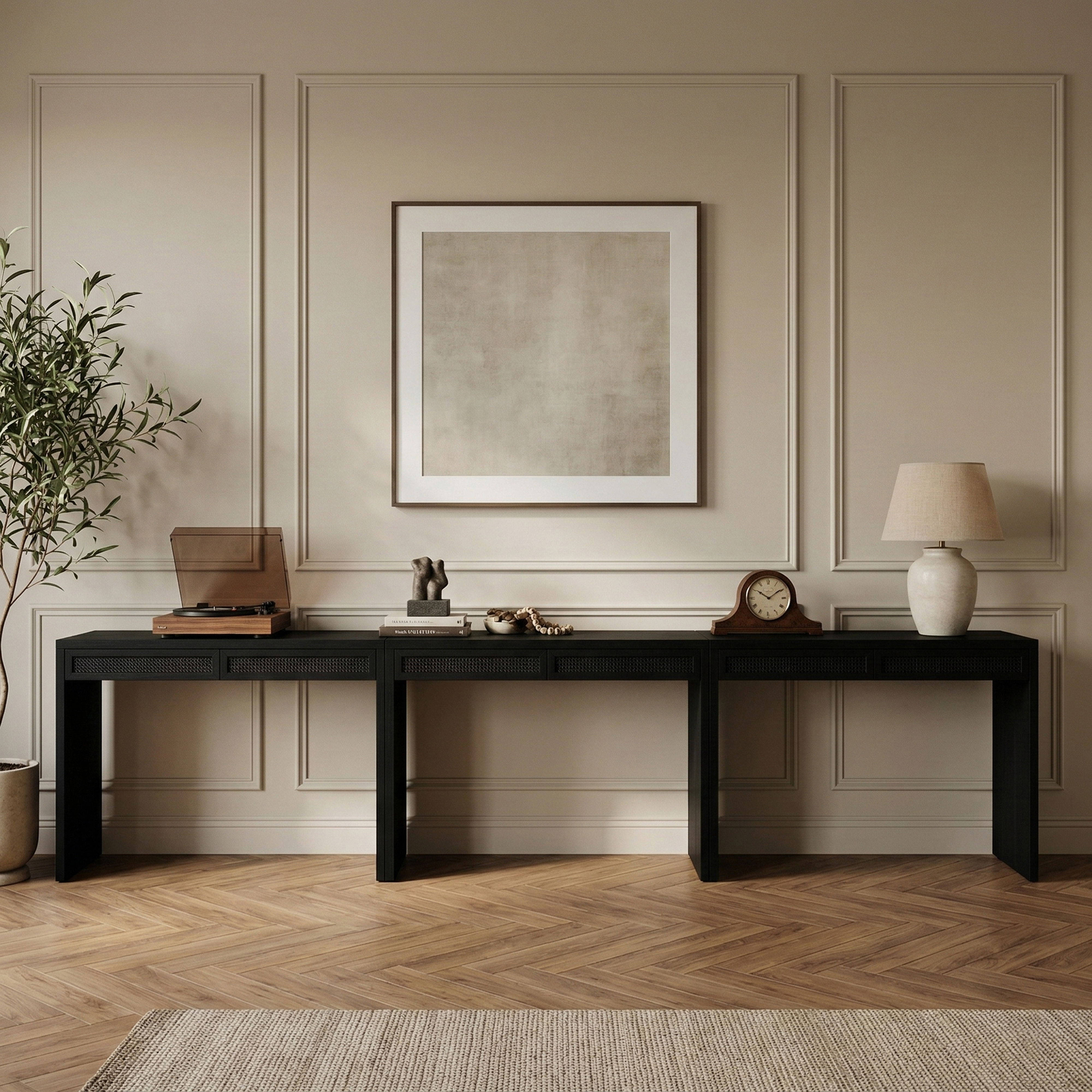 Avro - Solid Wood And Oak Veneer 3 Piece Desk - Black