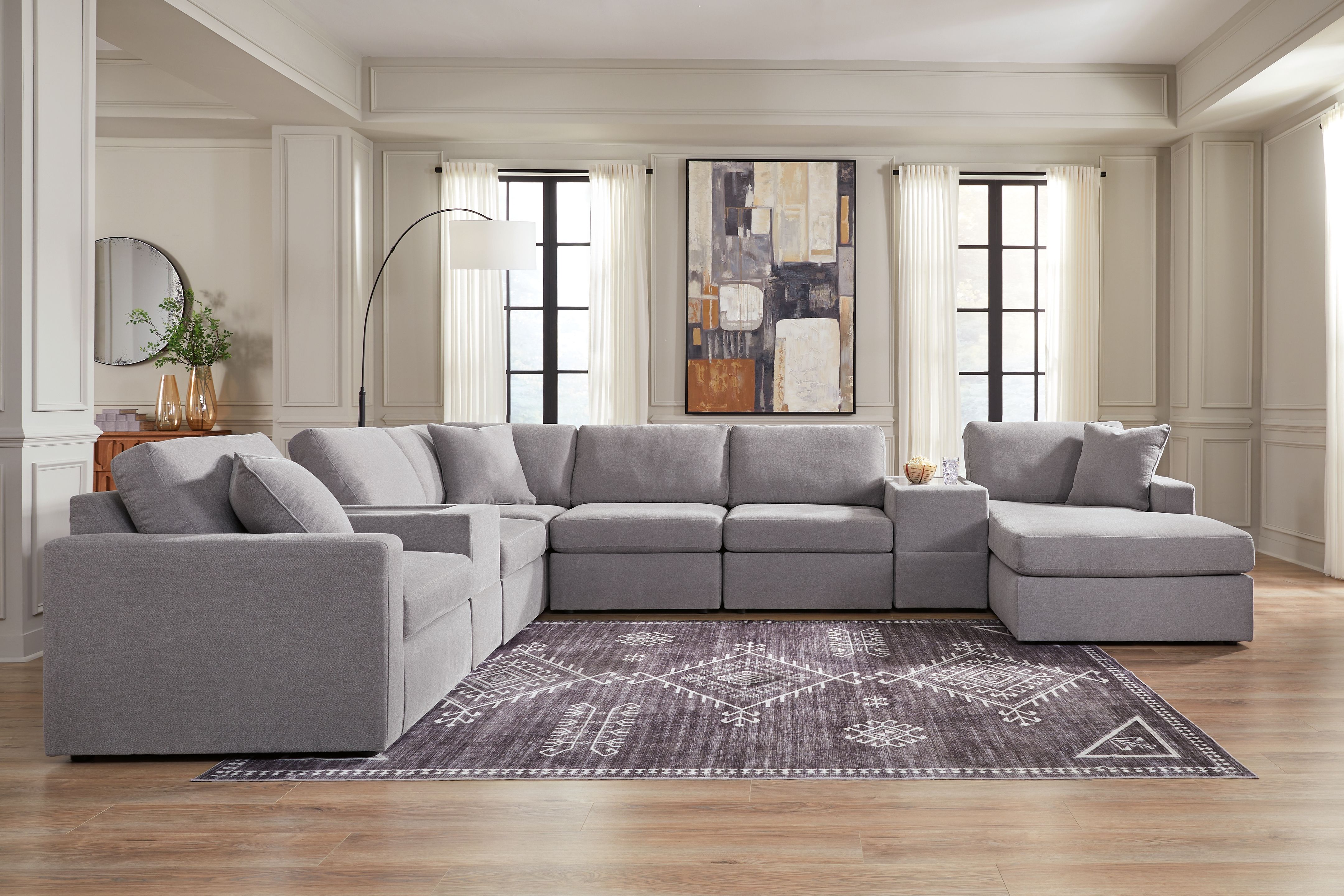 Ashley Furniture Modmax - 8-Piece Sectional With Raf Corner Chaise And 2 Storage Consoles - Granite - Image 3