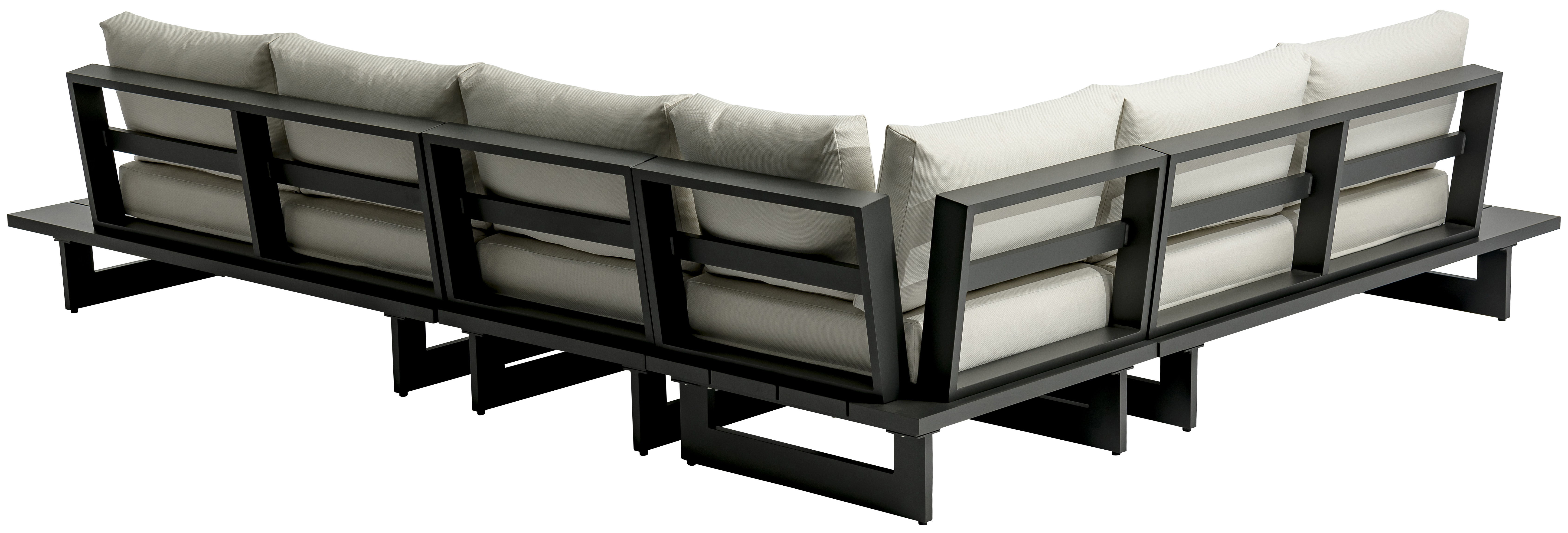 Maldives - 4 Piece Water Resistant Outdoor Patio Modular Left Arm Facing Sectional With Gray Base - Cream