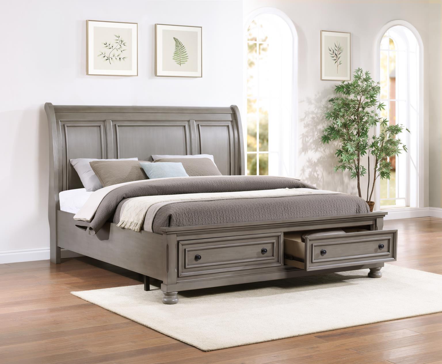 B070 - 3 Piece Bedroom Set (King Bed, Dresser, Mirror) - Gray