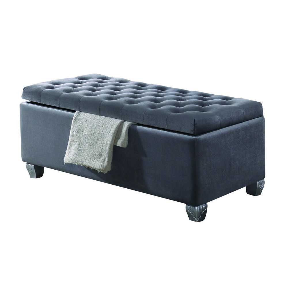 Rebekah - Bench With Storage - Gray Fabric, dark gray, view 4