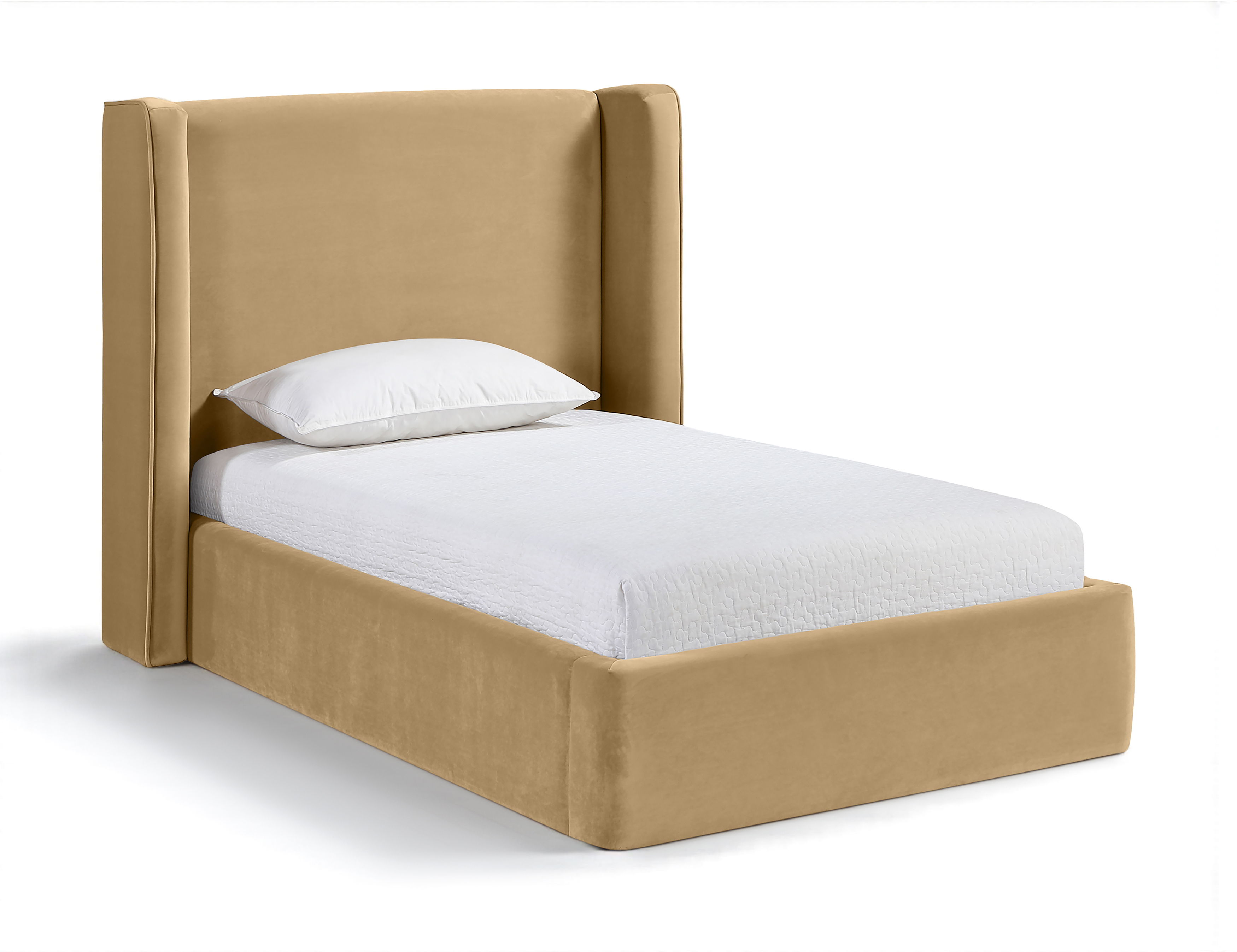 Kendall - Velvet Upholstered Twin Bed - Camel