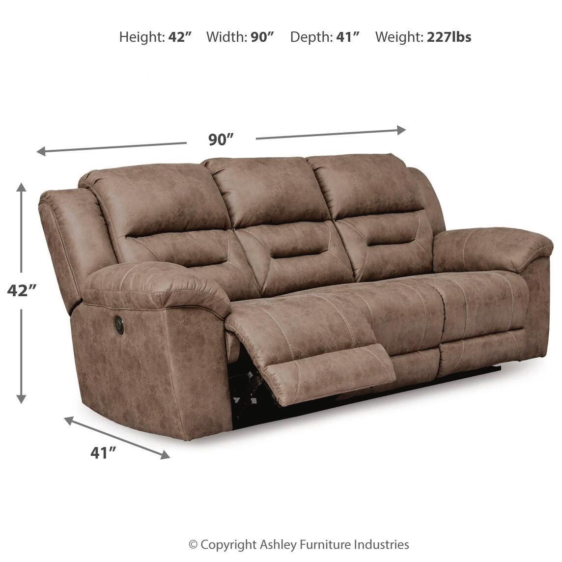 Ashley Furniture Stoneland - Reclining Power Sofa - Light Brown - Image 5