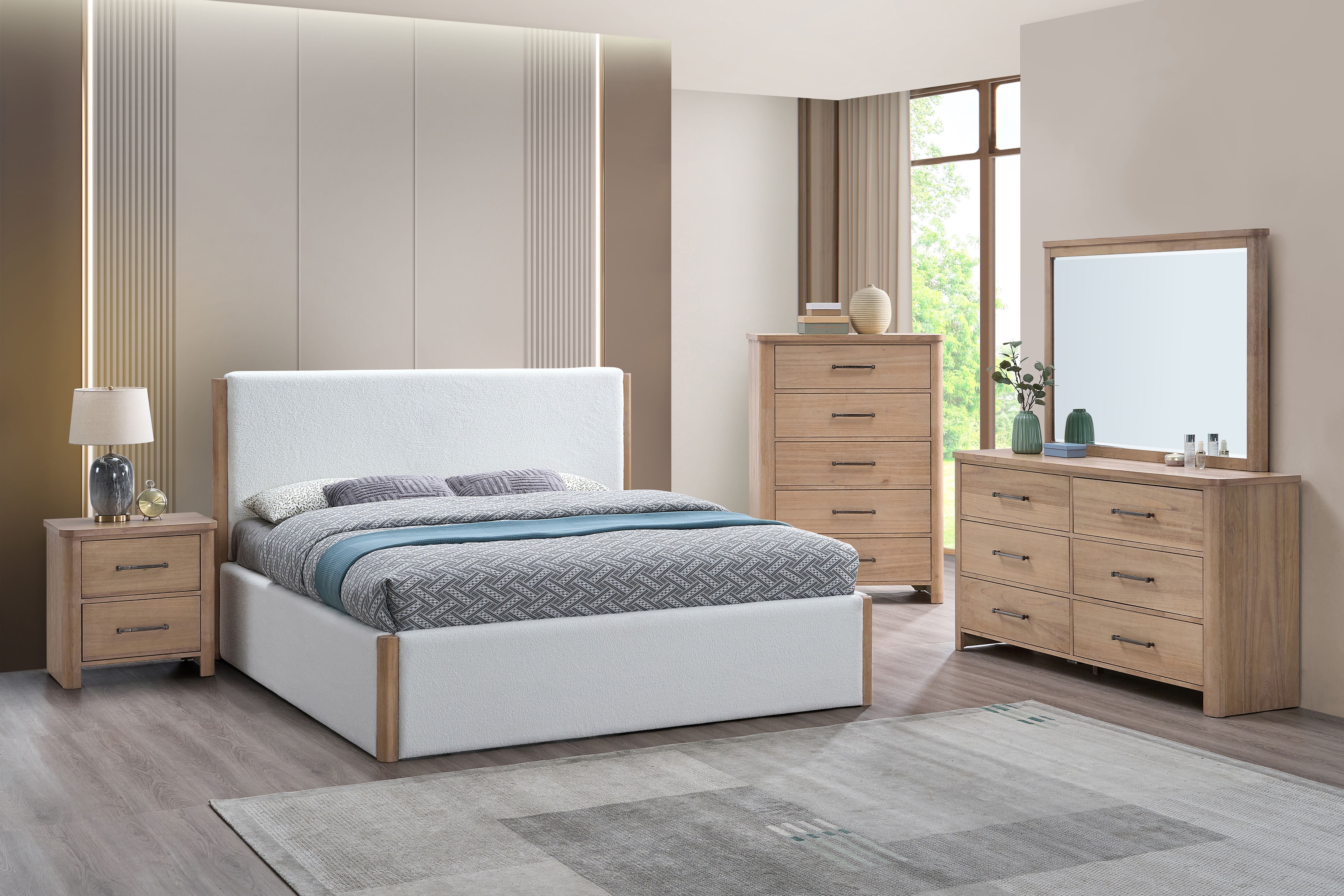 Anika - 2 Drawer Nightstand - Natural / Brown, light brown, view 8