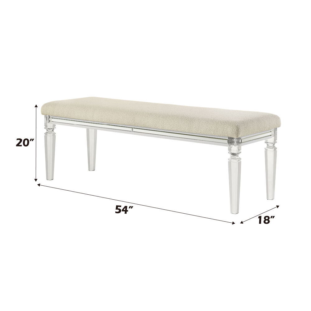 Tarian - Bench - Pearl White, silver, view 4