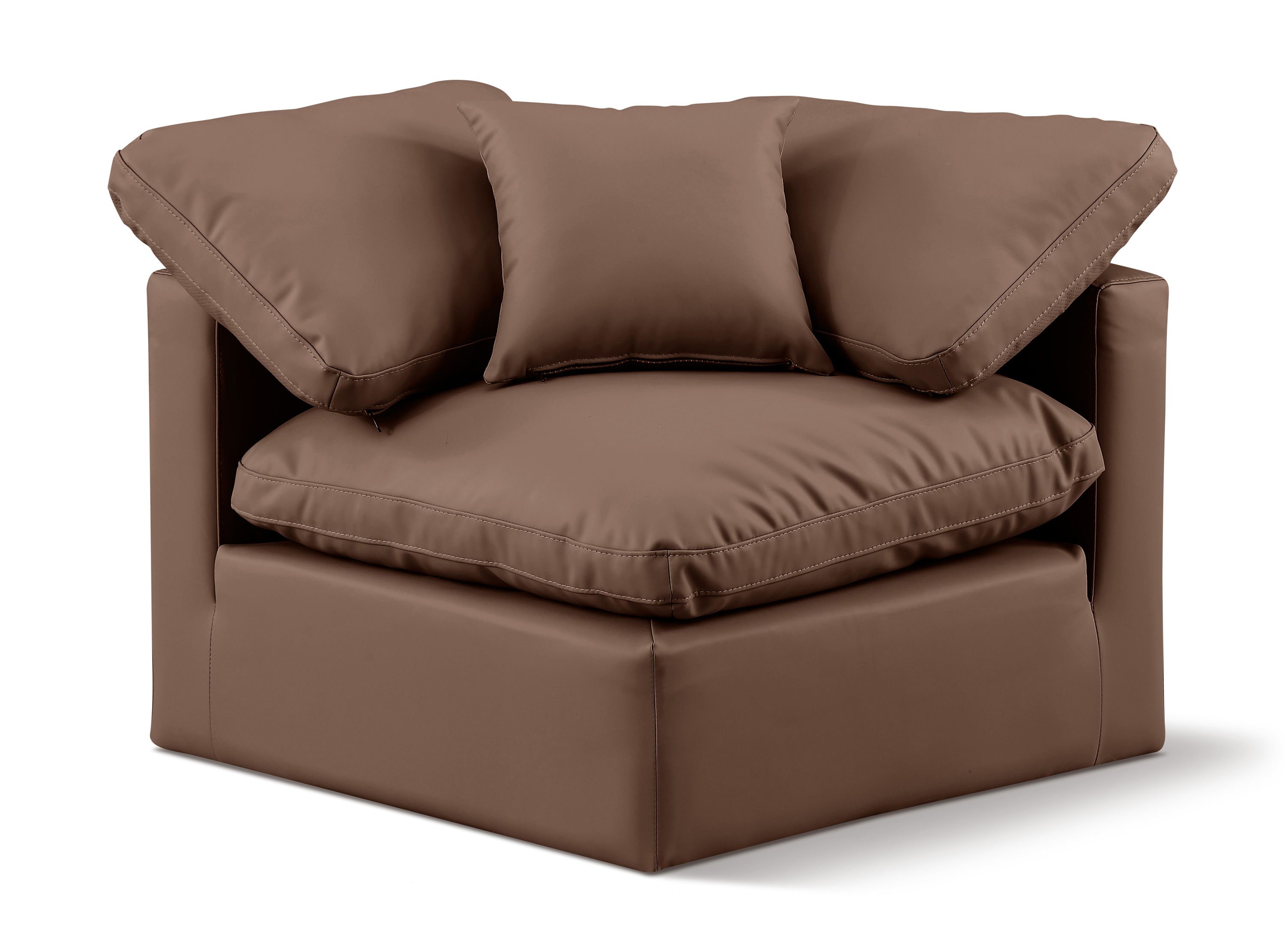 Indulge - Faux Leather Corner Chair - Brown