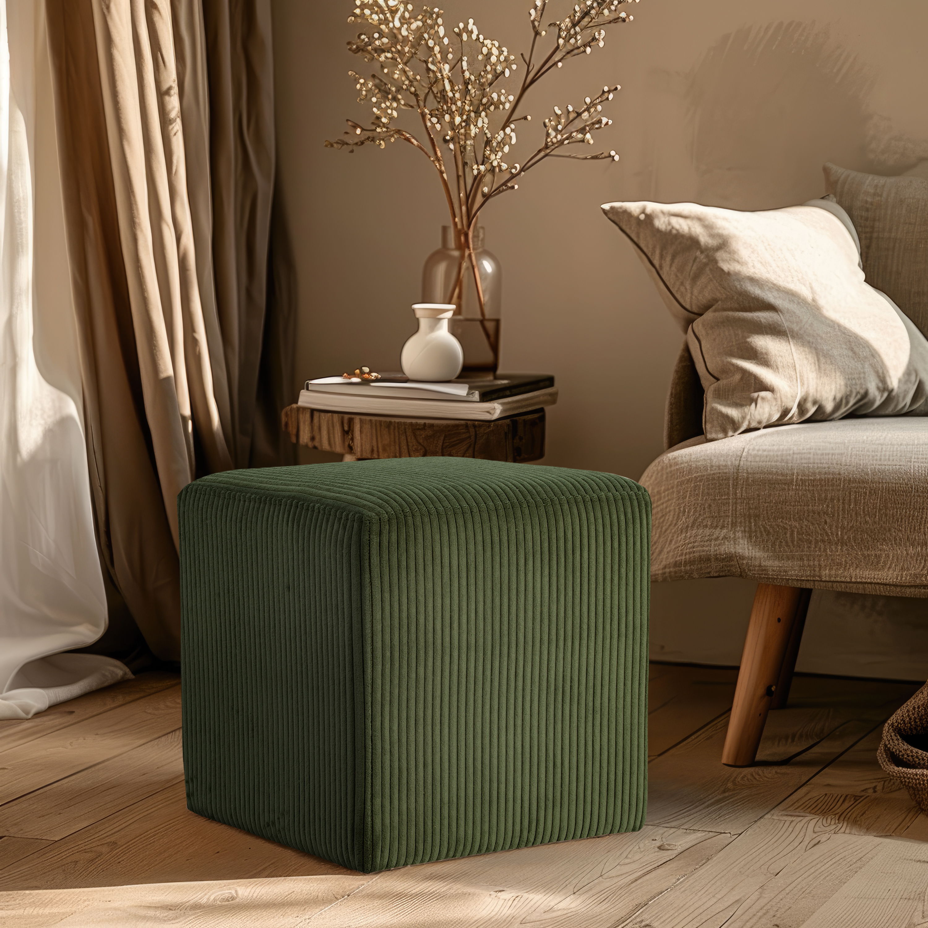 Roy - Microsuede Ottoman / Stool - Green
