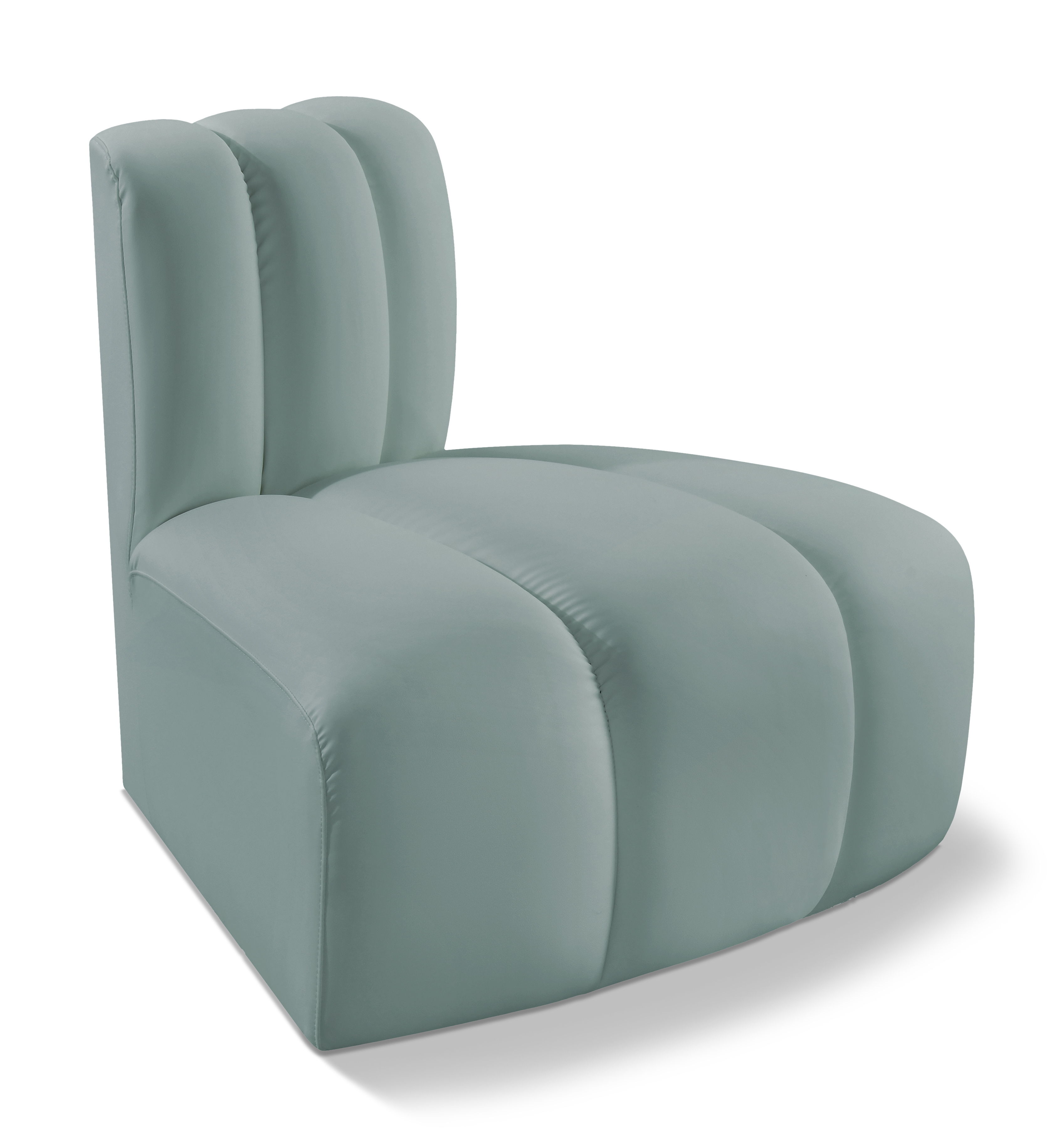 Arc - Faux Leather Reverse Corner Chair - Mint Green